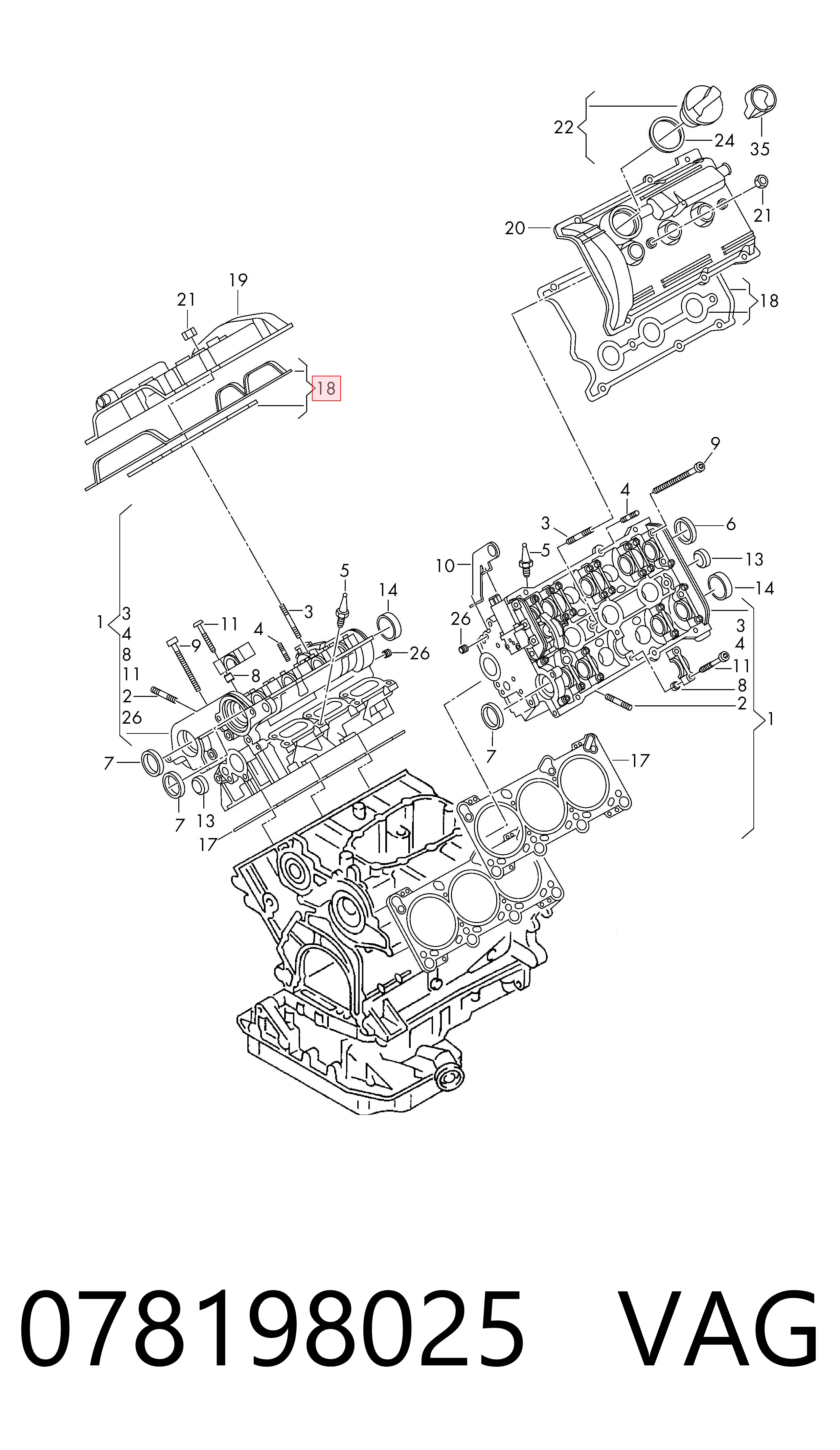 Vedante da tampa de válvulas de motor, kit VAG 078198025 preço, a partir de 23,69 USD