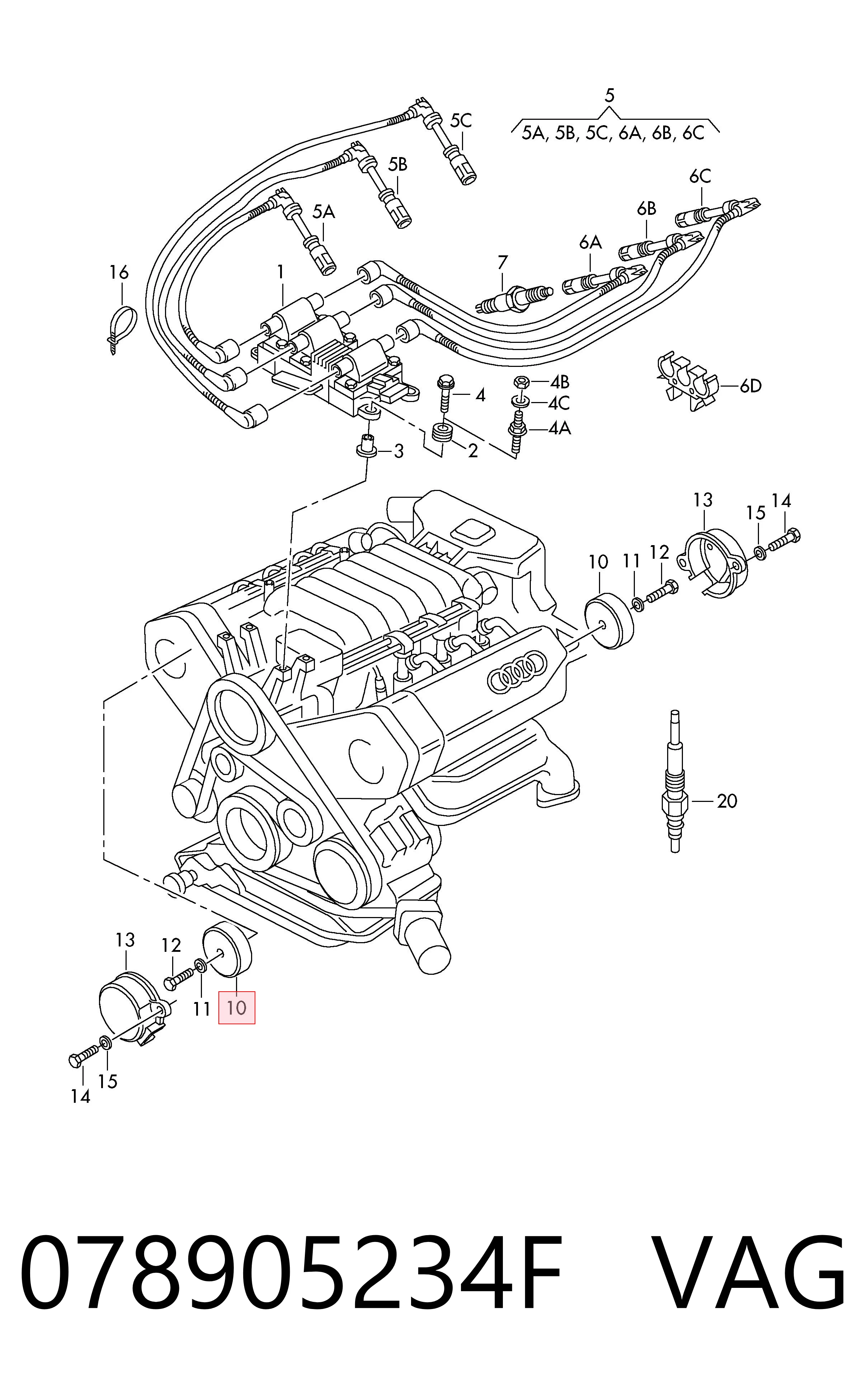 078905234F VAG Sensor de efeito Hall