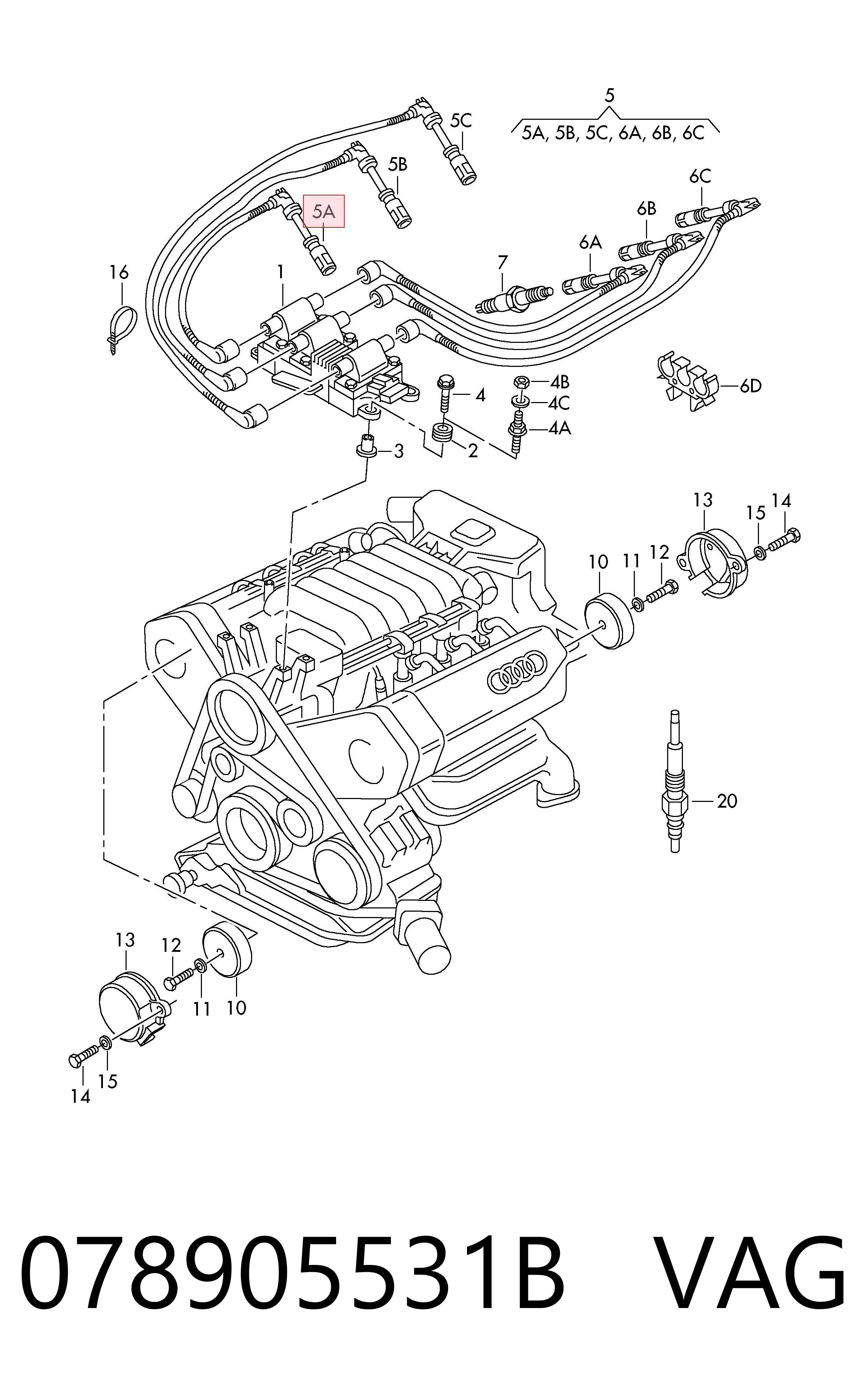 078905531B VAG Fios de alta voltagem, kit
