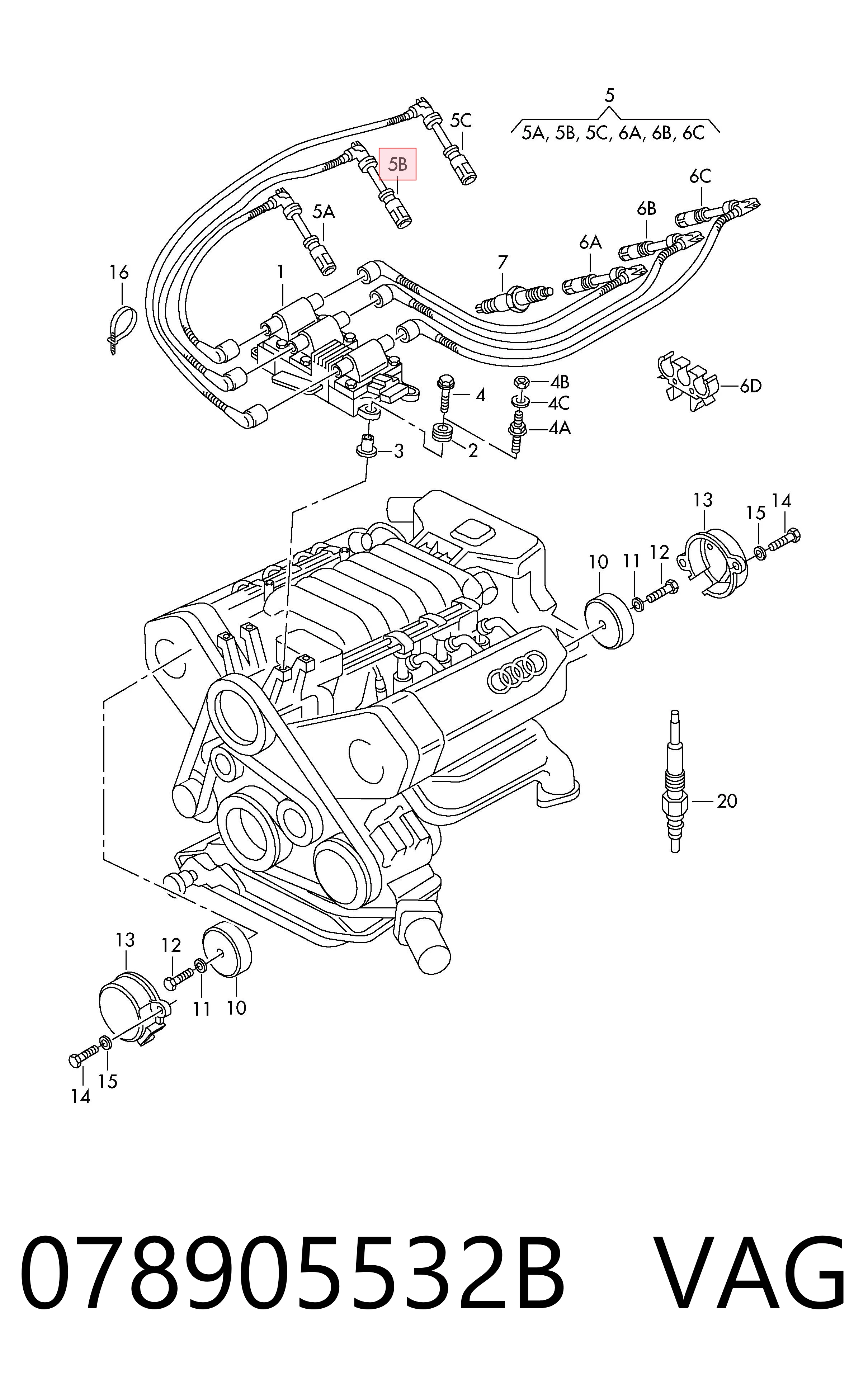 078905532B VAG Fios de alta voltagem, kit
