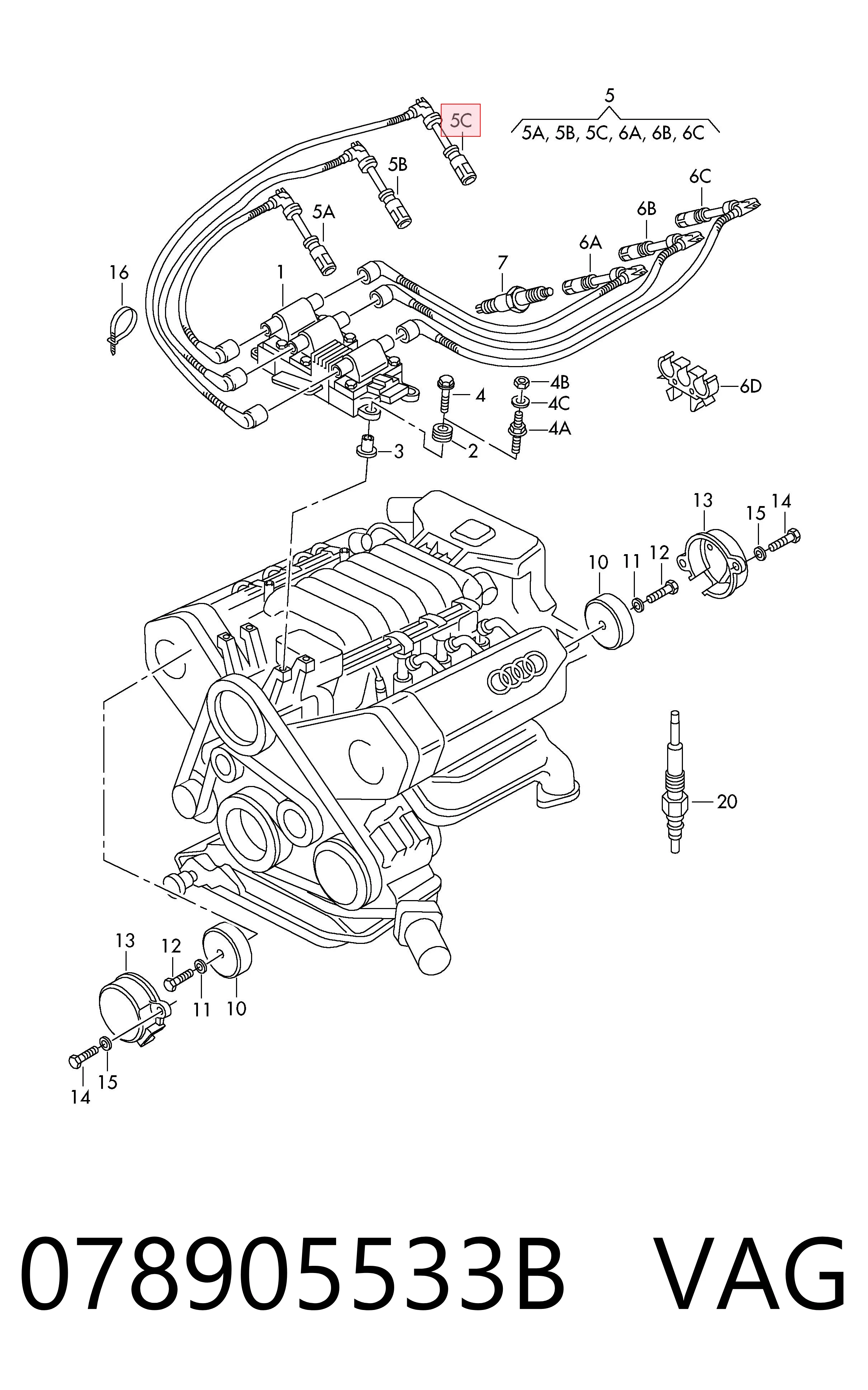 078905533B VAG Fios de alta voltagem, kit