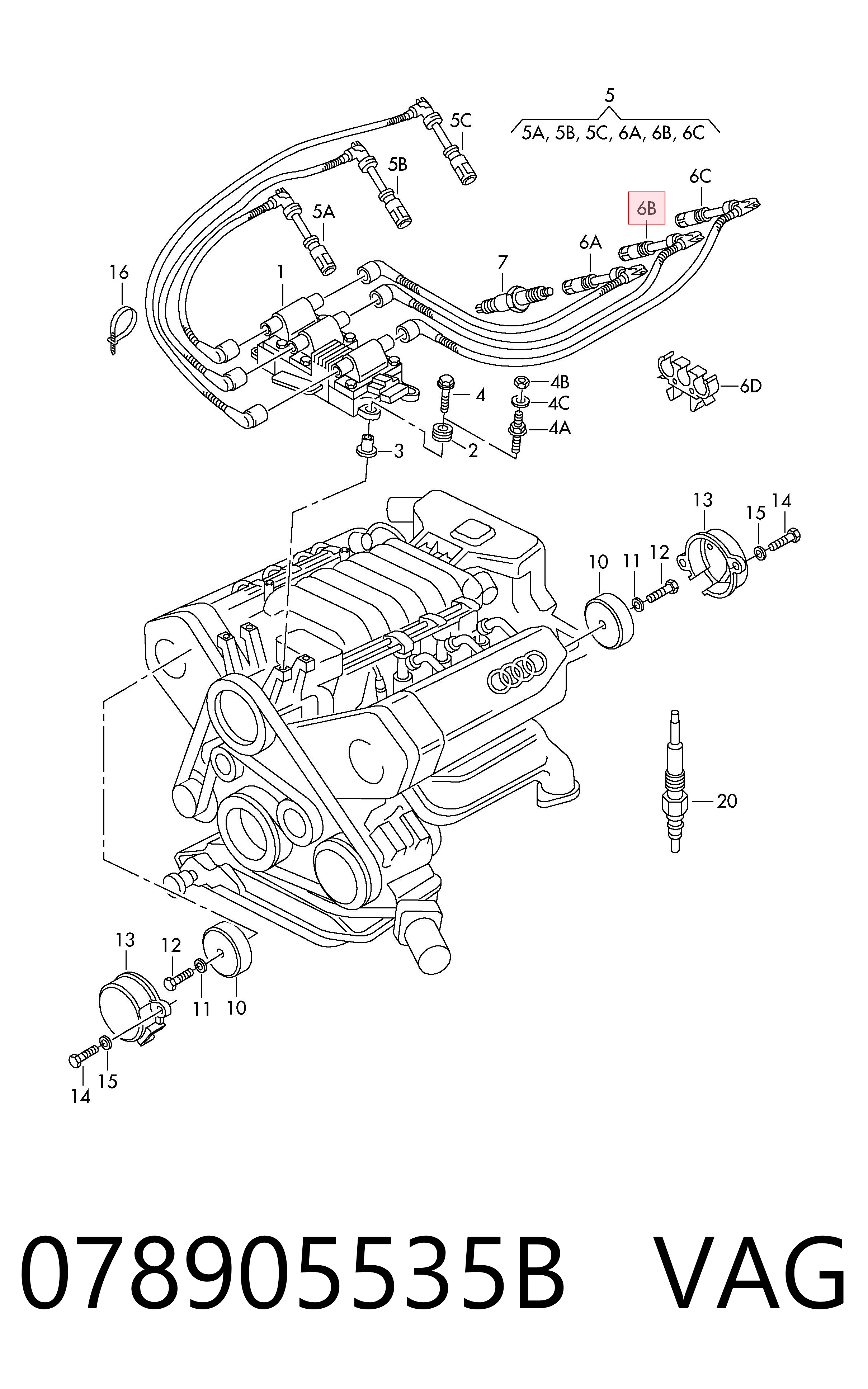 078905535B VAG Fios de alta voltagem, kit