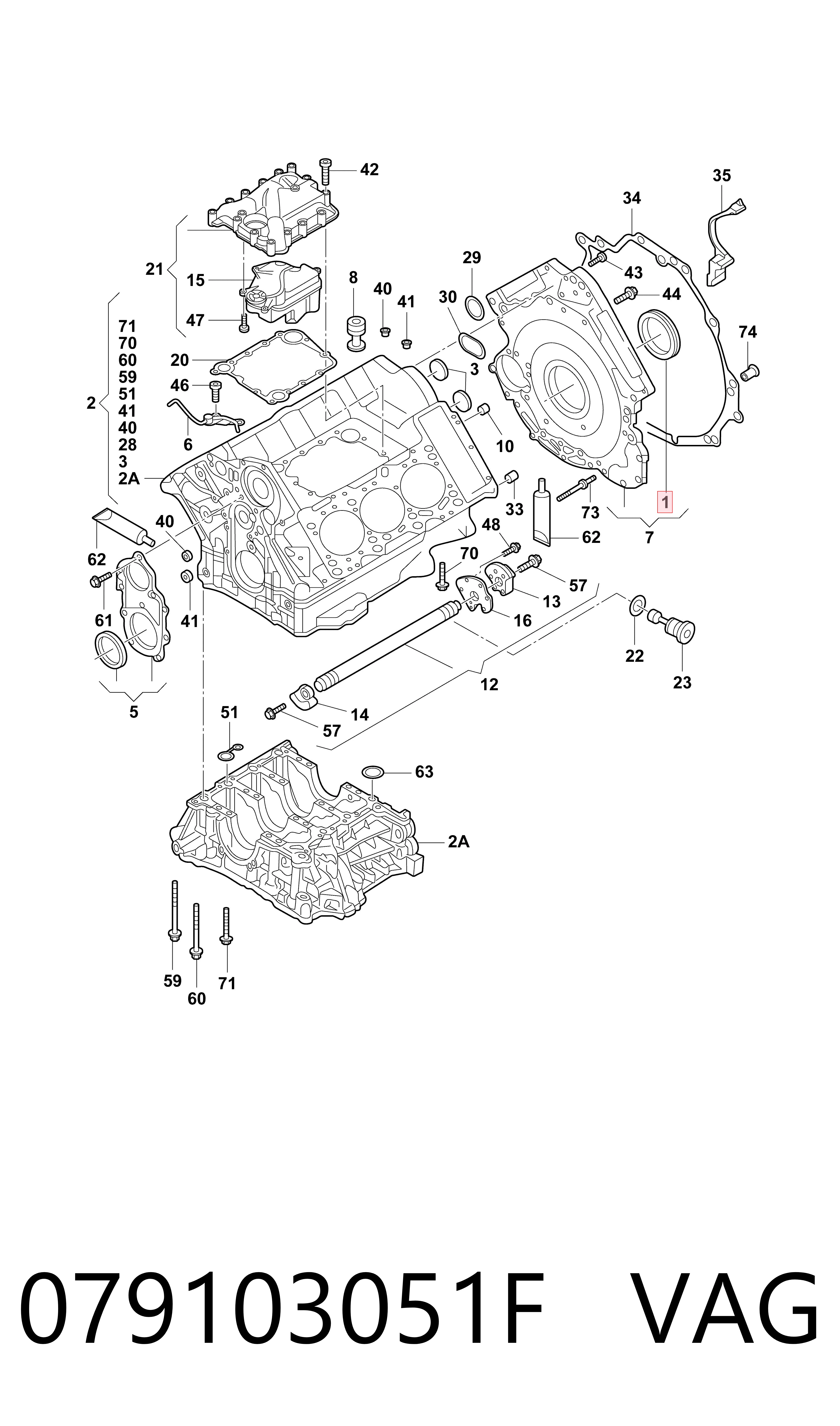 079103051F VAG Vedação traseira de cambota de motor