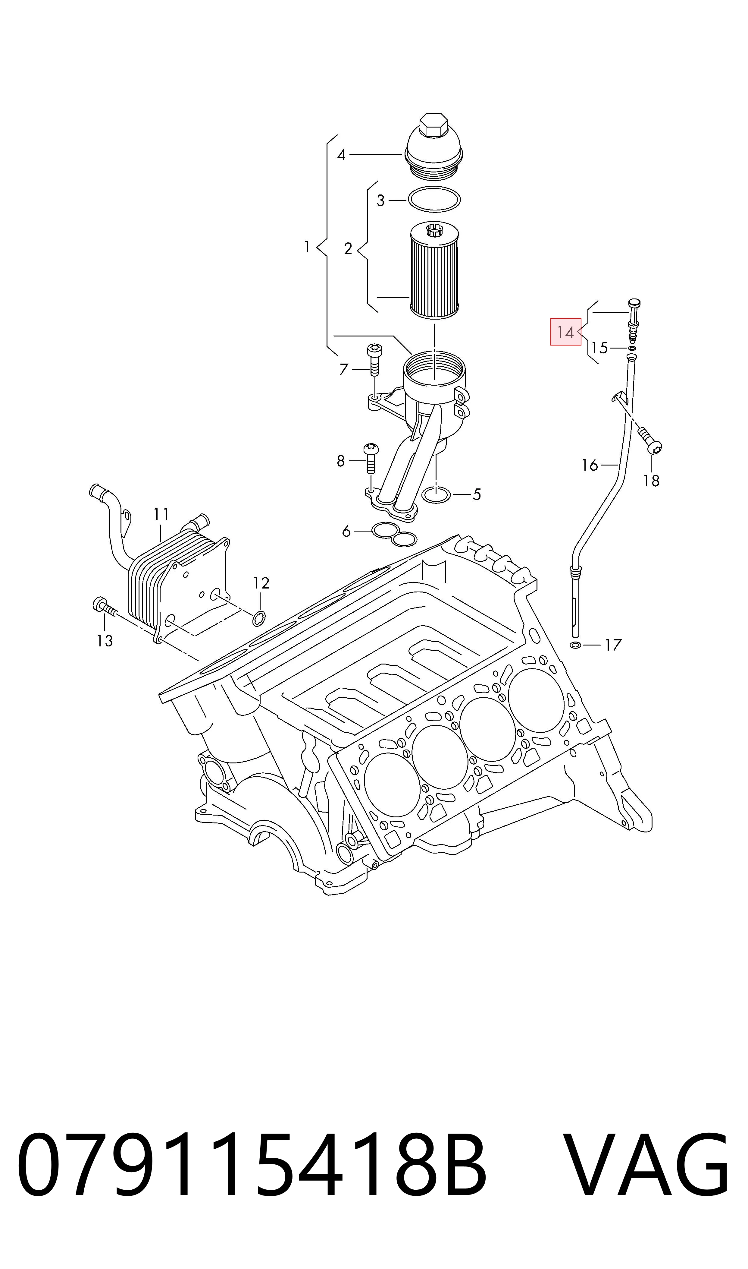 079115418B VAG Tampão da guia de sonda de óleo de motor