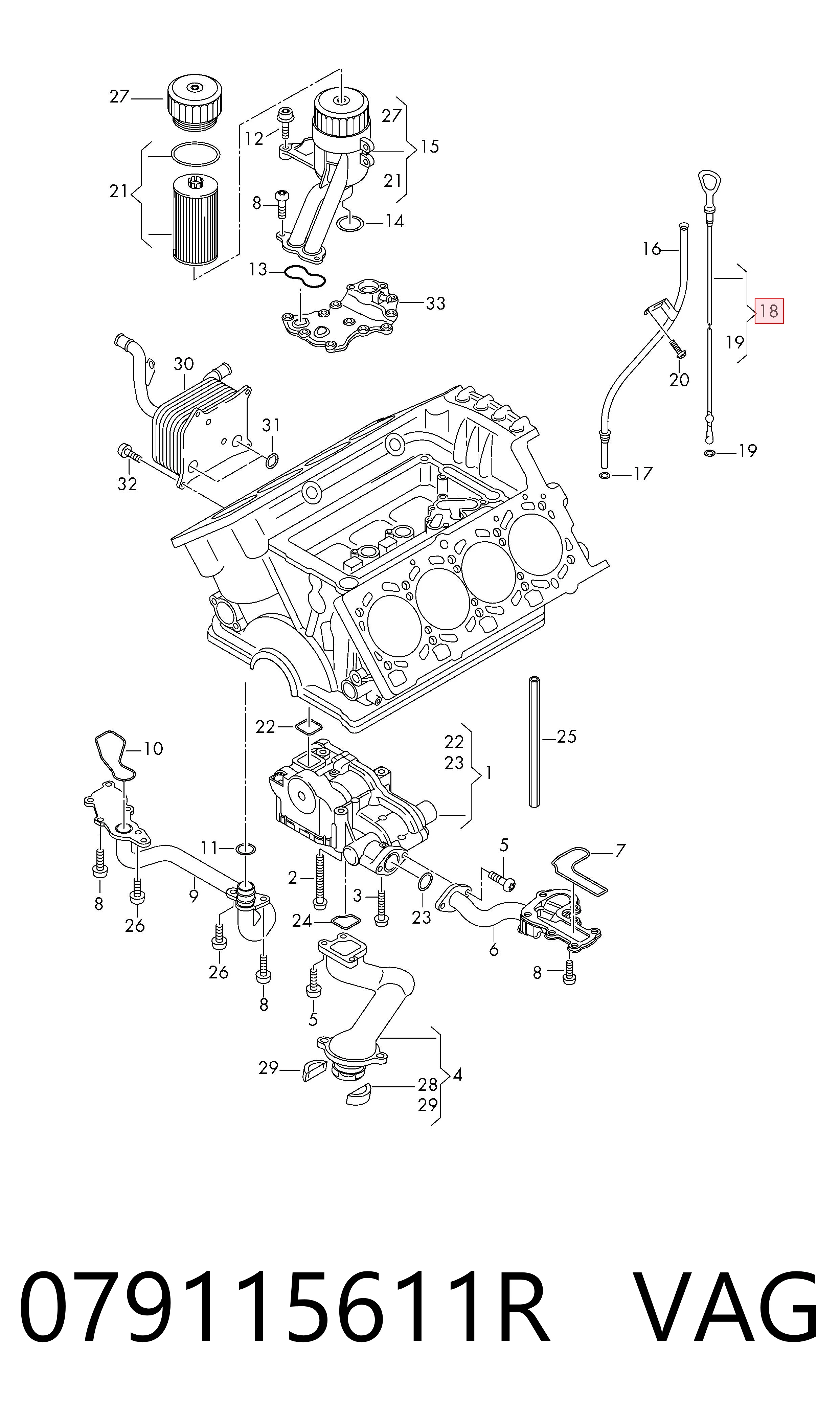 Sonda (indicador) do nível de óleo no motor para Audi Q7  4LB