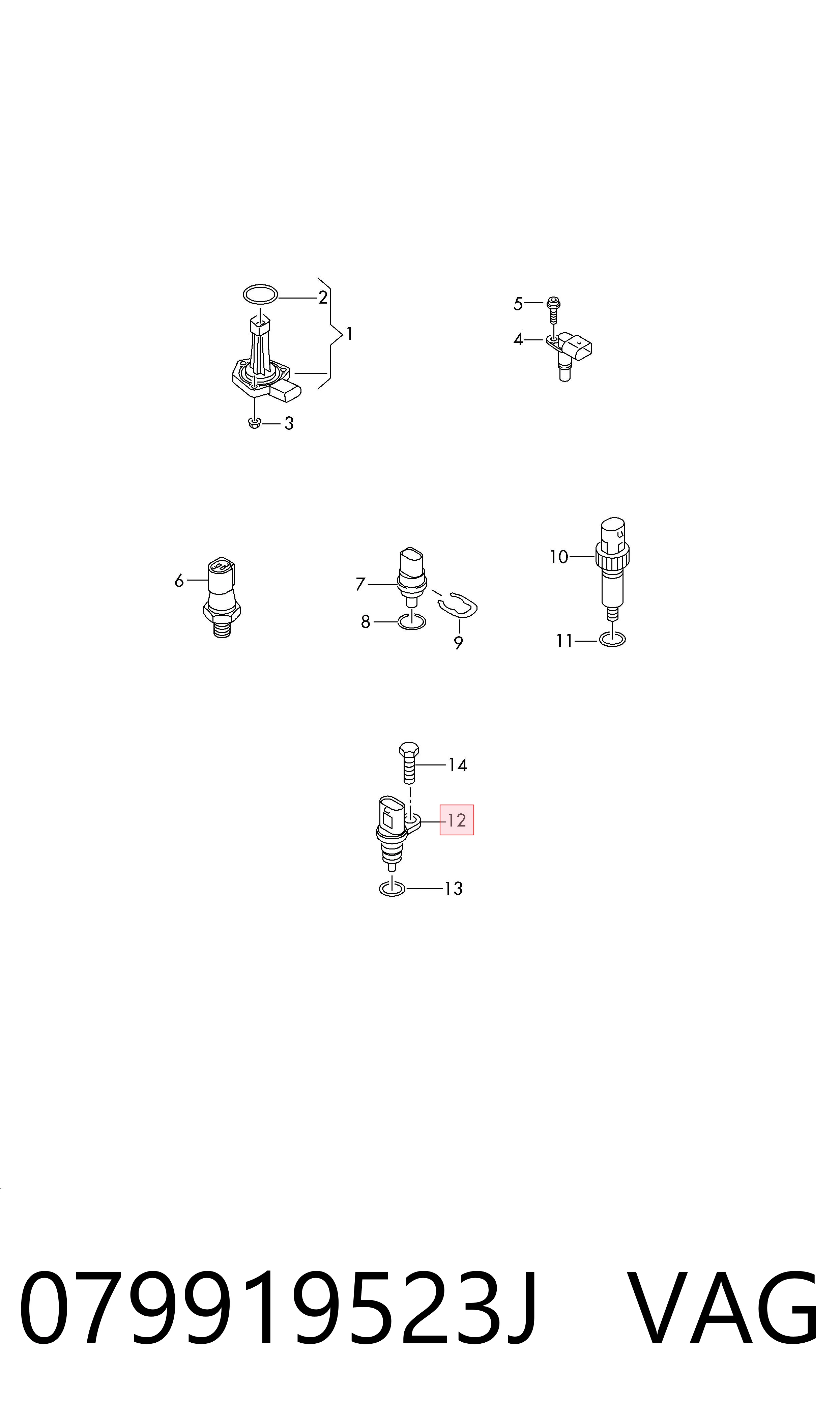 Sensor de temperatura do fluido de esfriamento VAG 079919523J preço, a partir de 17,04 USD