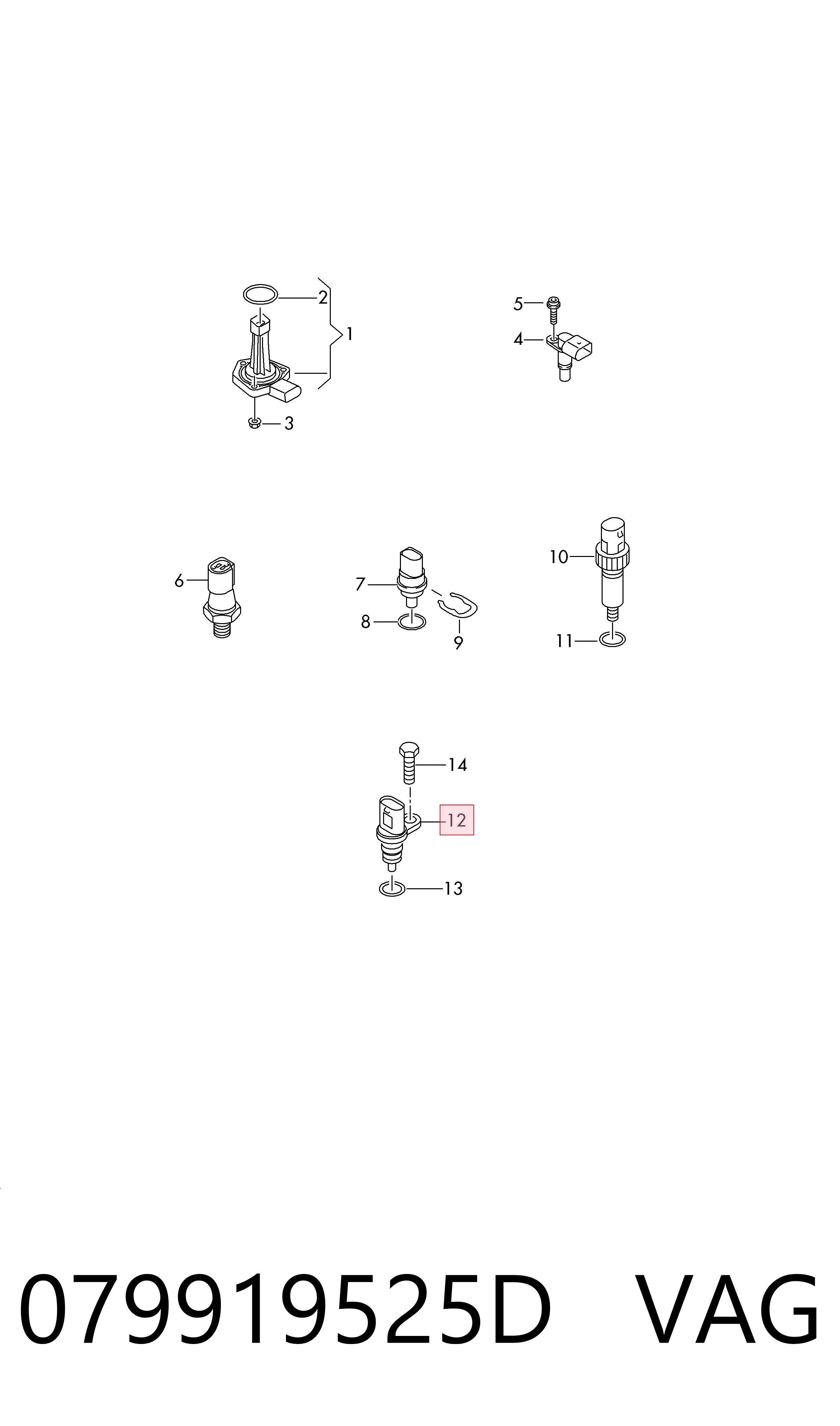 079919525D VAG Sensor de temperatura de óleo de motor