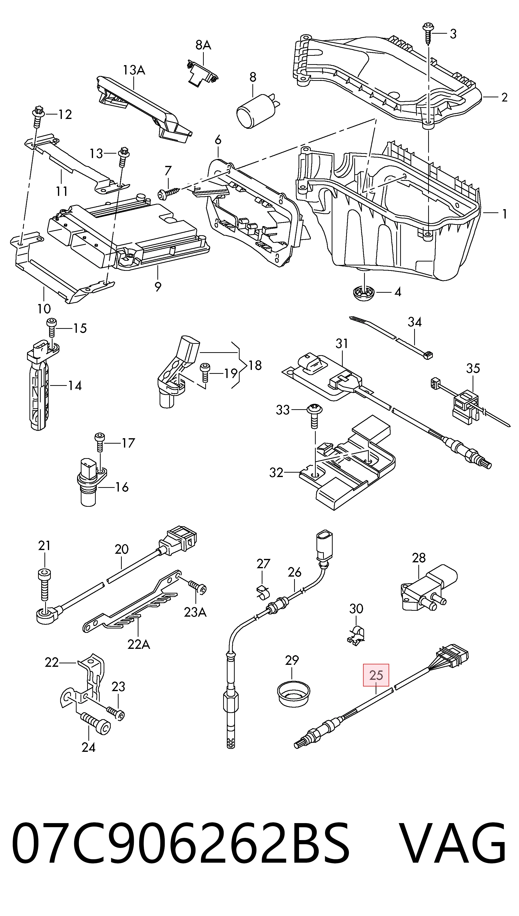 Sonda lambda, sensor de oxigênio Volkswagen Touareg II 7P5, 7P6