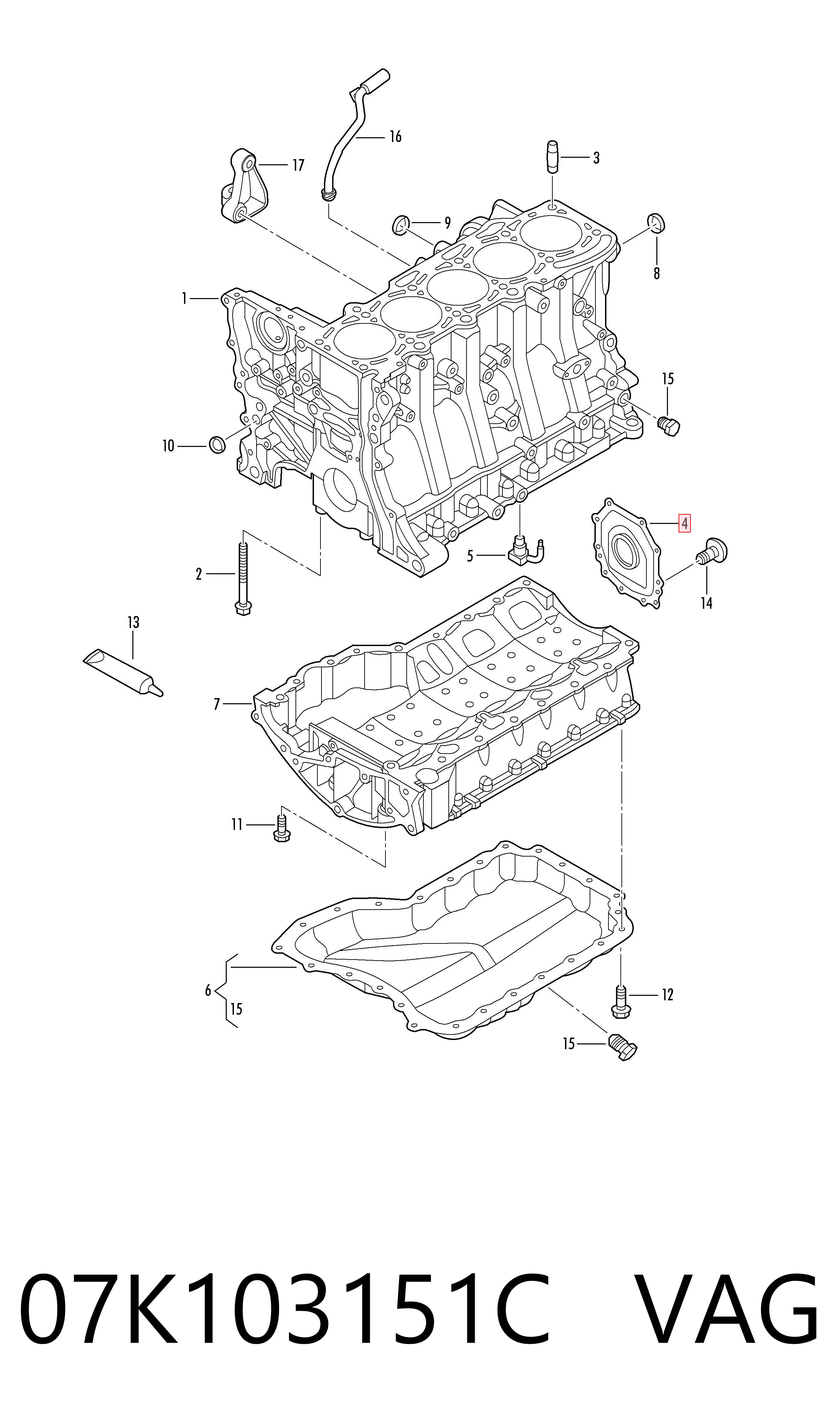 07K103151C VAG Vedação dianteira de cambota de motor