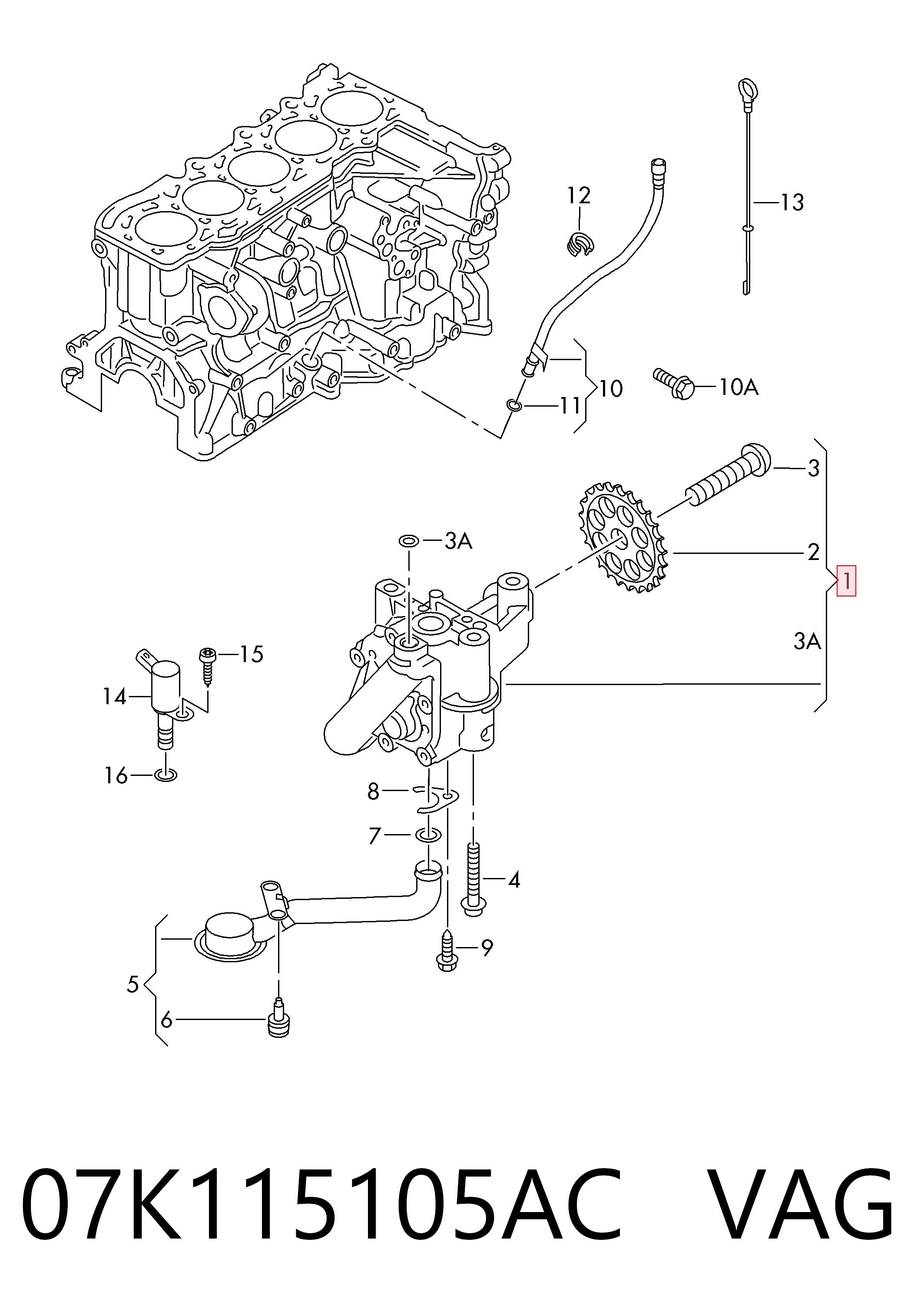 07K115105AC VAG Bomba de óleo