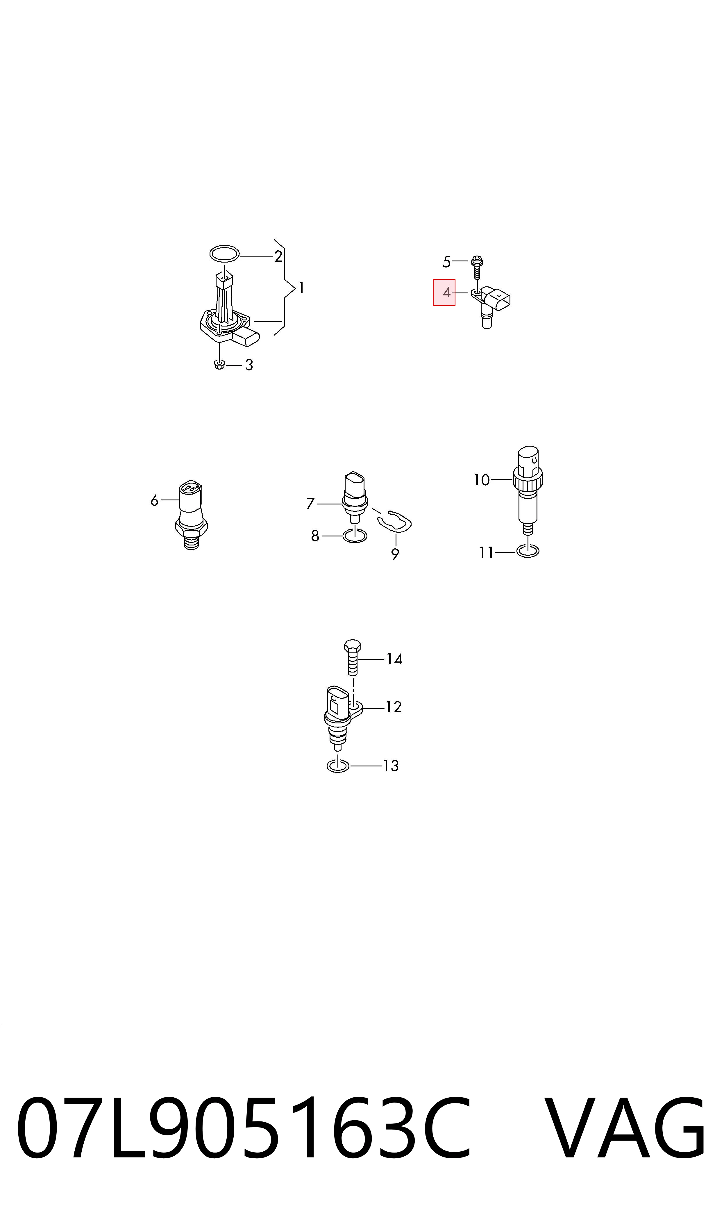 07L905163C VAG Sensor de posição da árvore distribuidora