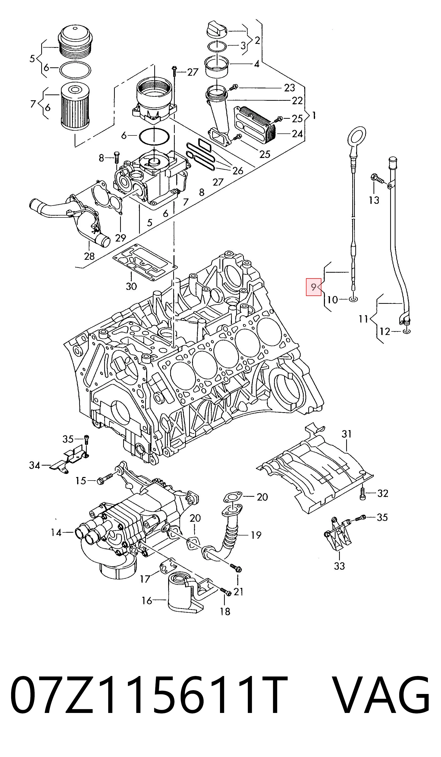 07Z115611T VAG Sonda (indicador) do nível de óleo no motor