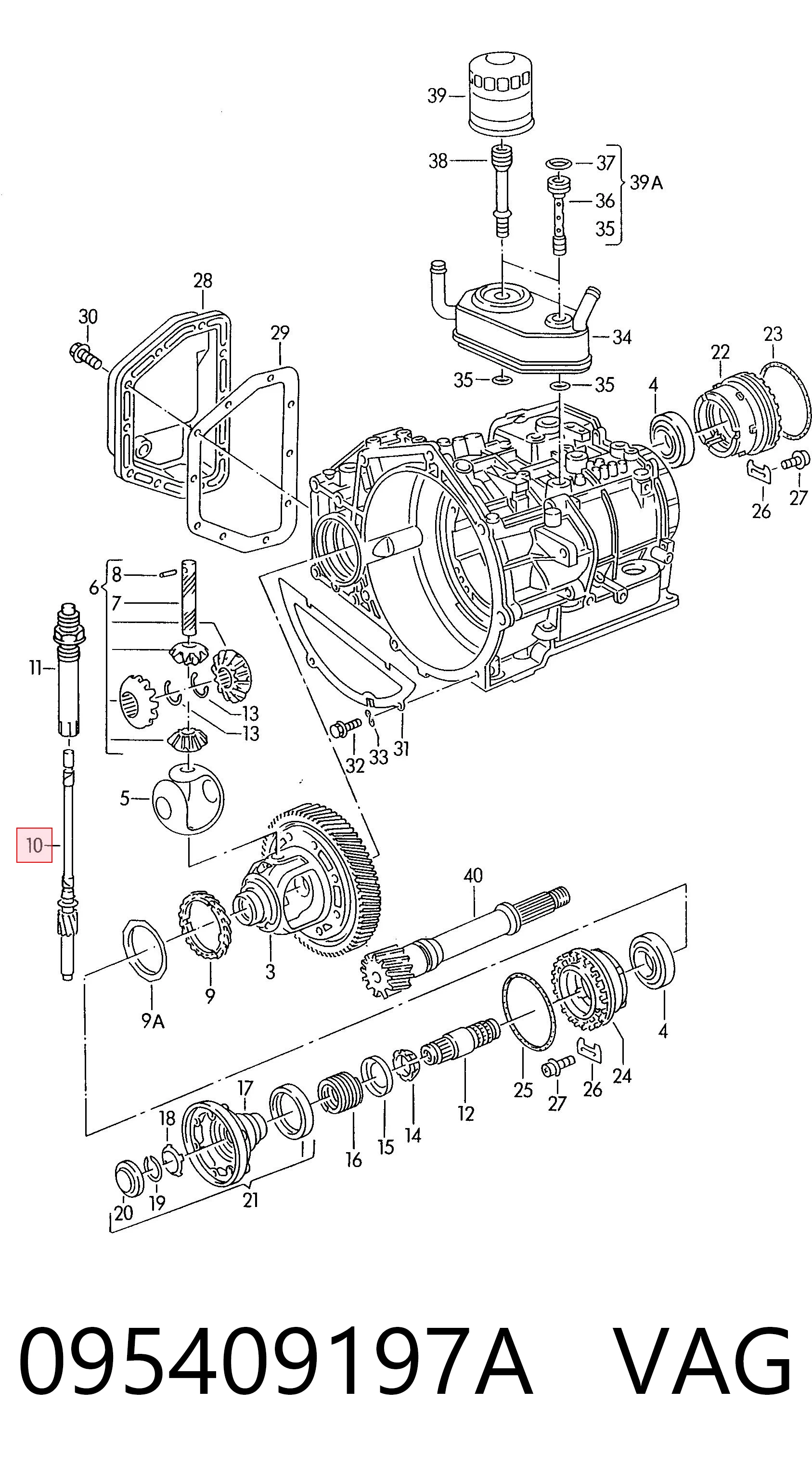 095409197A VAG Roda dentada propulsada de velocímetro