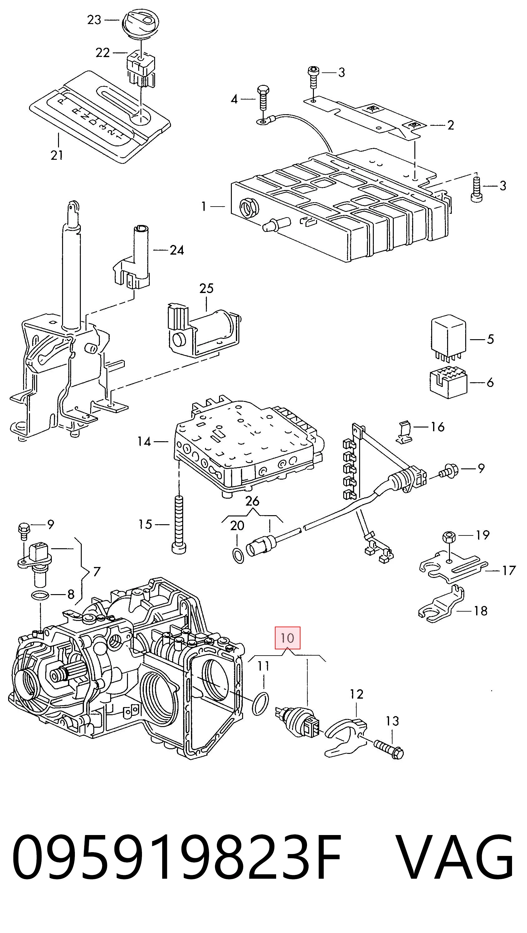 095919823F VAG Sensor dos modos de trabalho da Caixa Automática de Mudança