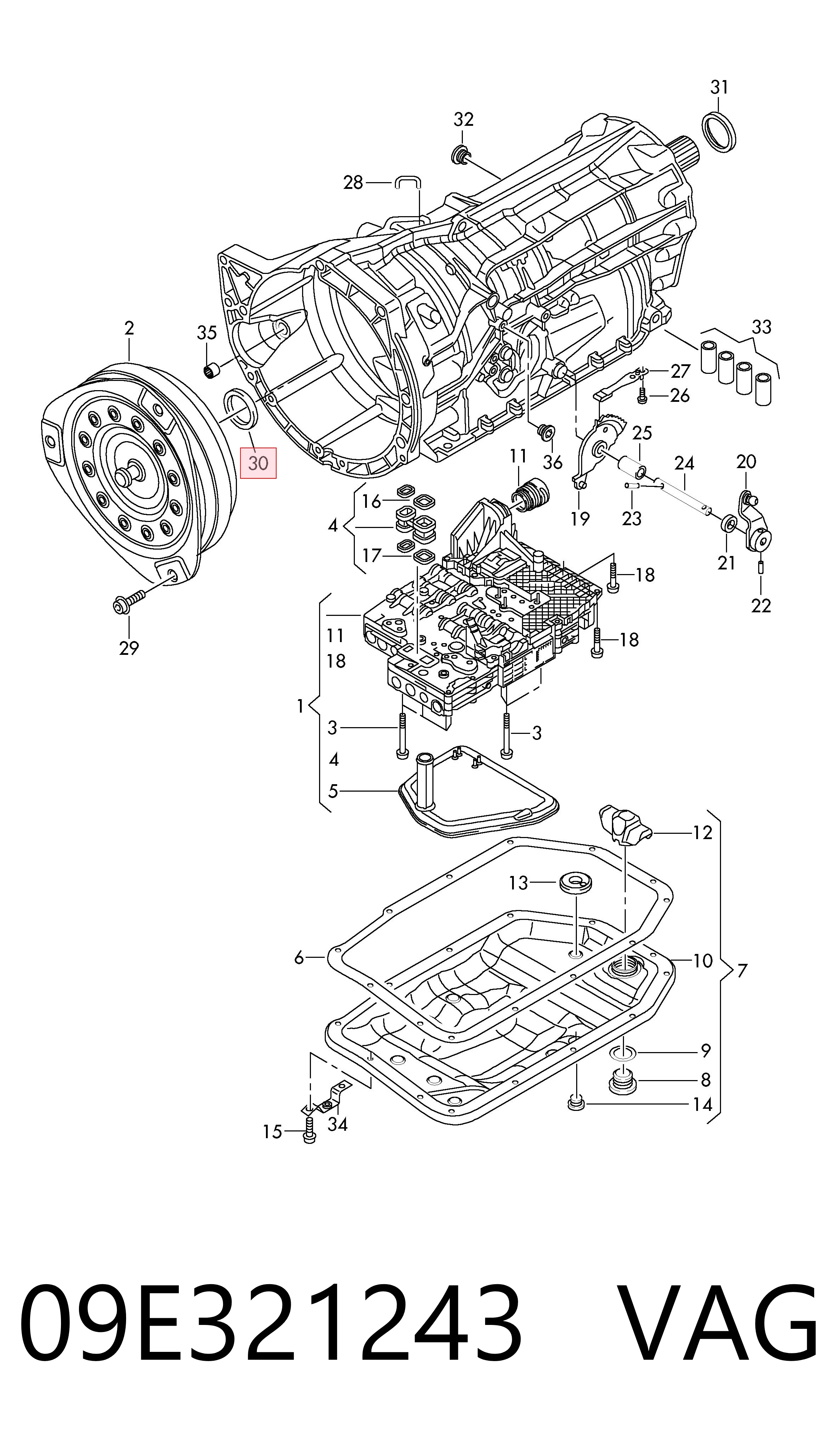 09E321243 VAG Vedação da Caixa Automática de Mudança (de árvore de saída/primária)