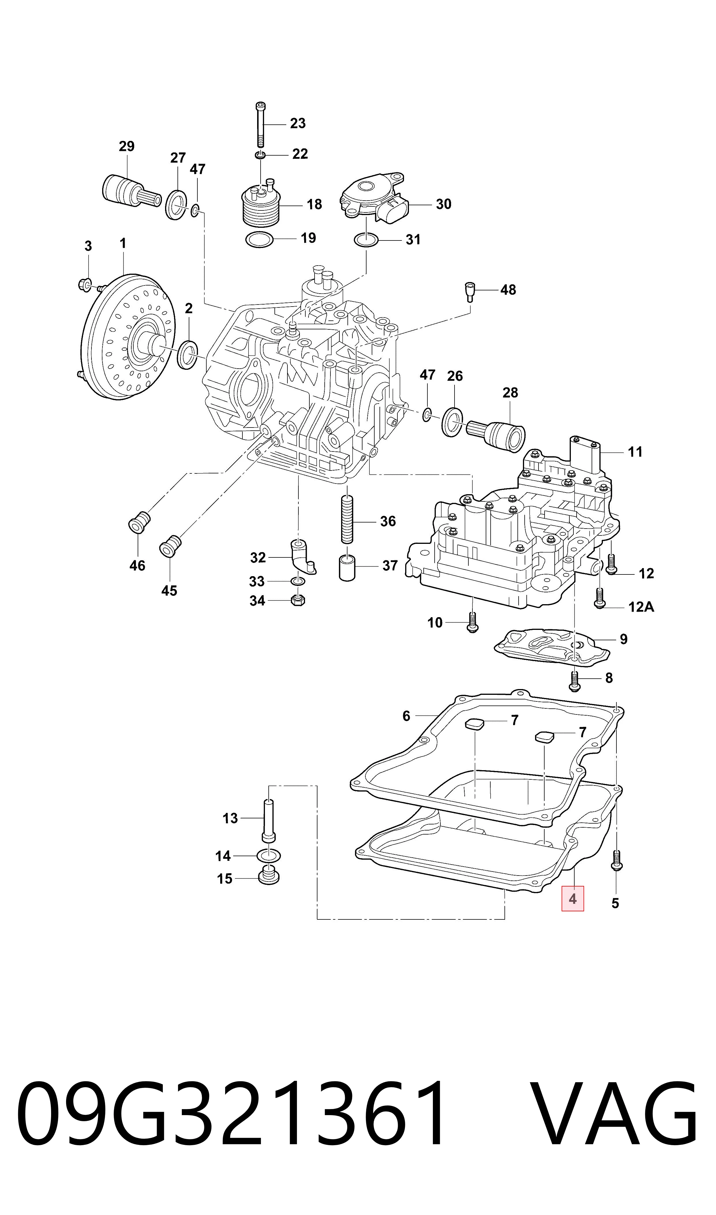 09G321361 VAG Cárter da Caixa Automática de Mudança
