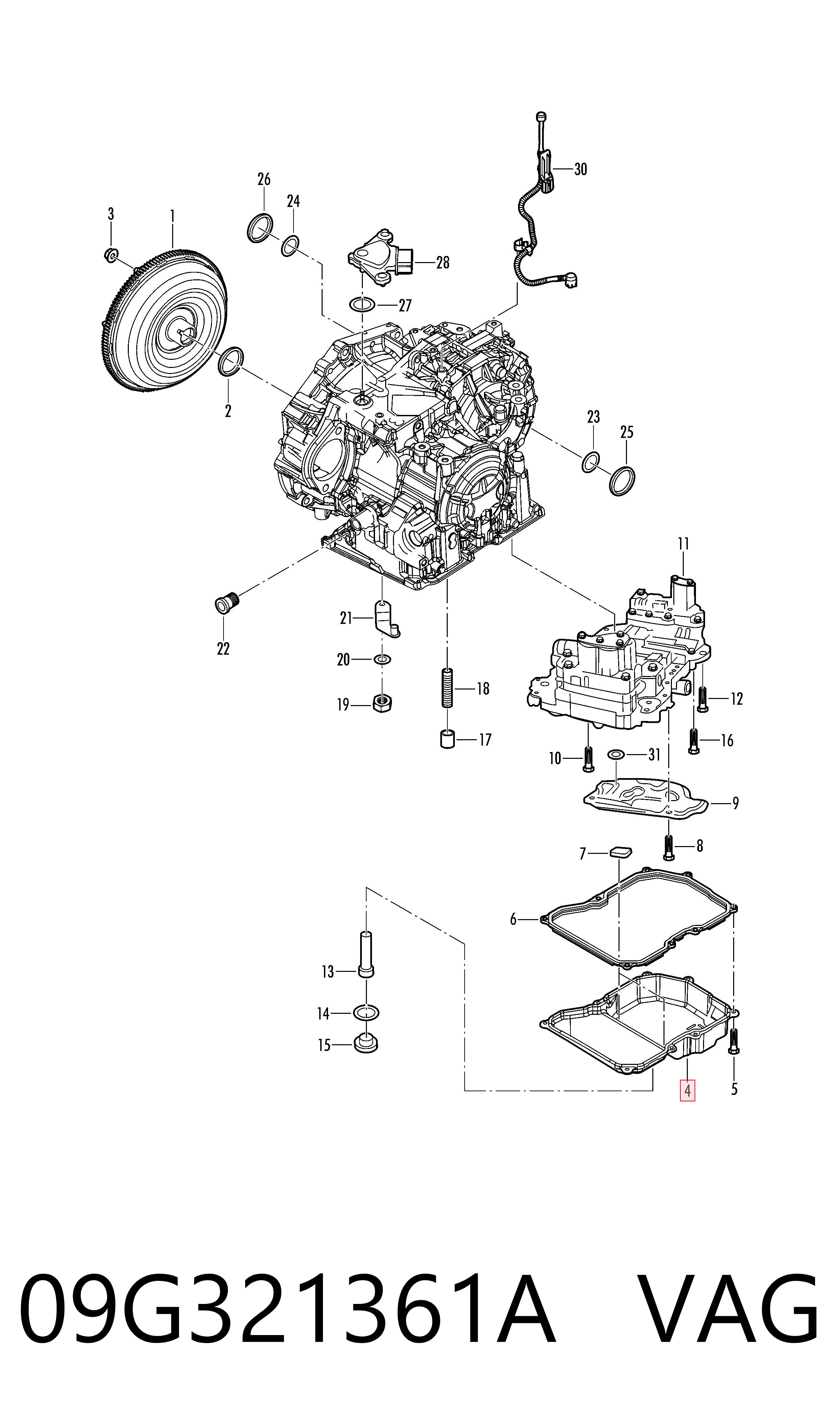 09G321361A VAG Cárter da Caixa Automática de Mudança