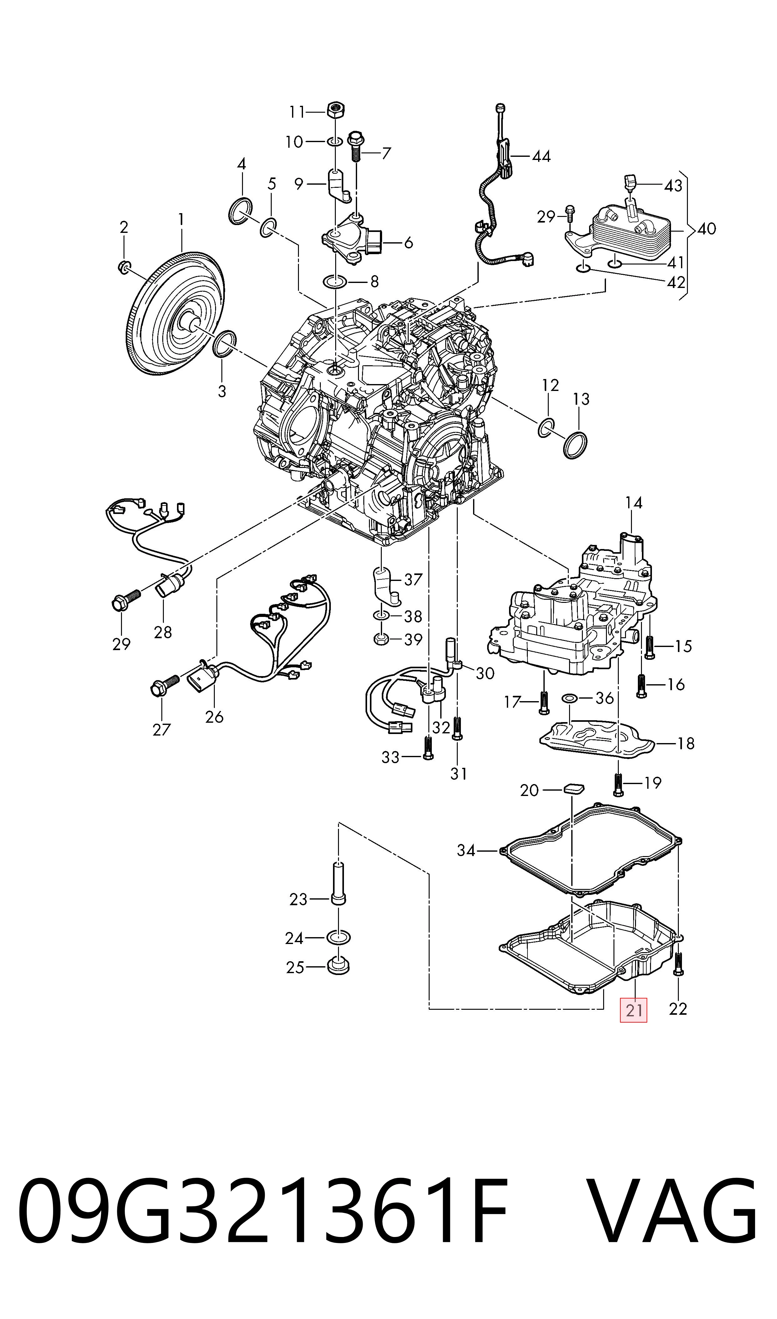 09G321361F VAG Cárter da Caixa Automática de Mudança