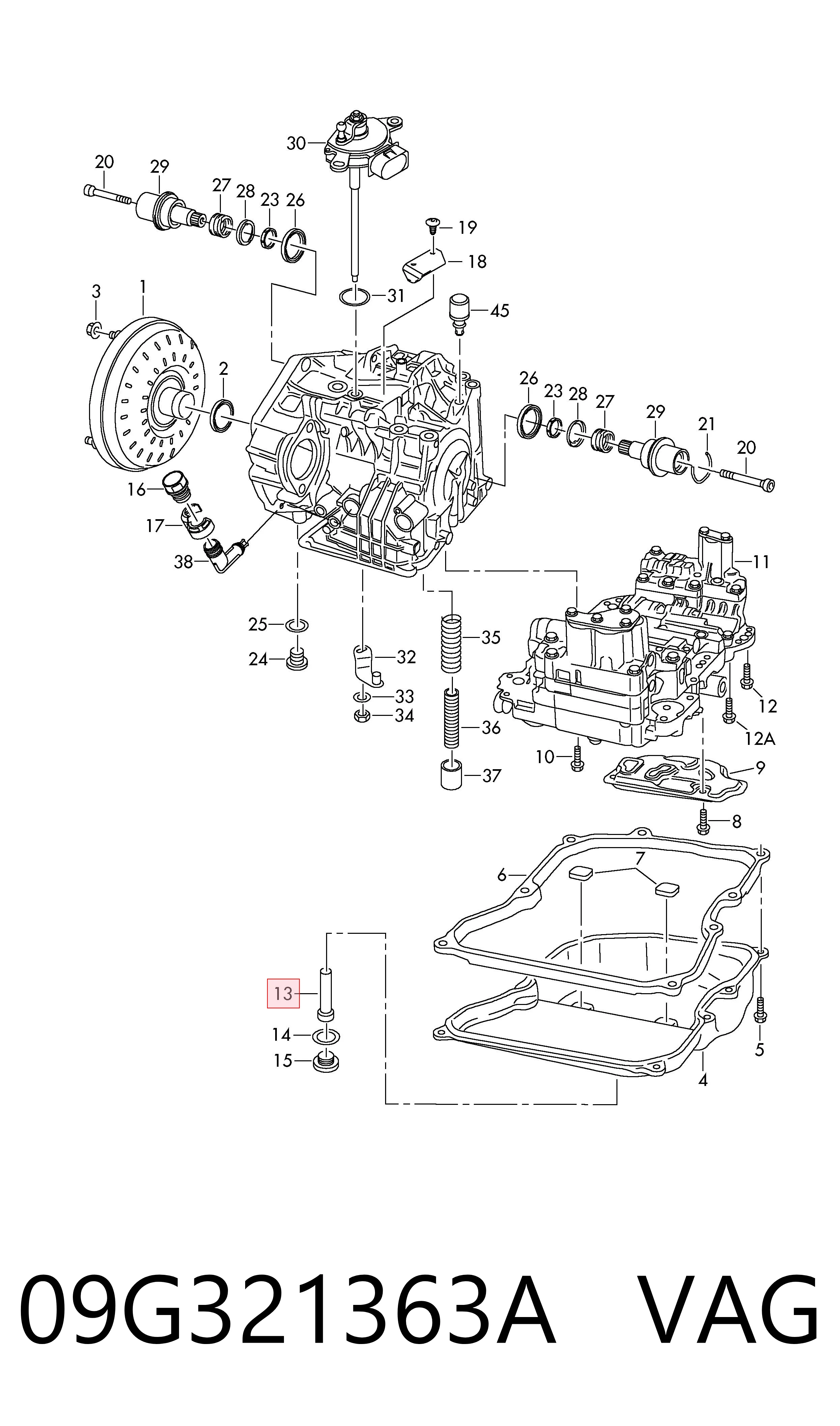 09G321363A VAG Sonda (indicador) do nível de óleo na Caixa Automática de Mudança