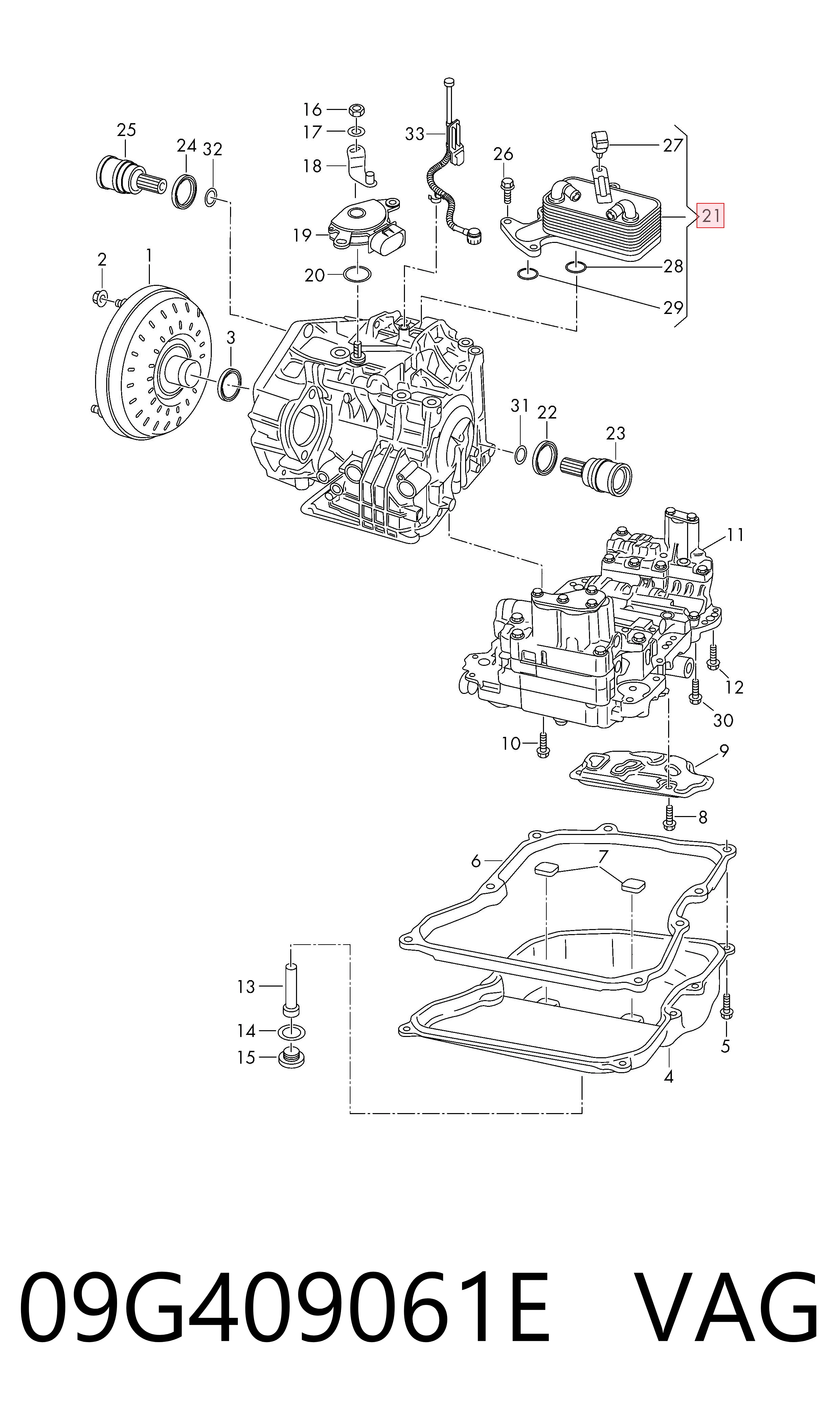 09G409061E VAG Radiador de esfriamento, Caixa Automática de Mudança