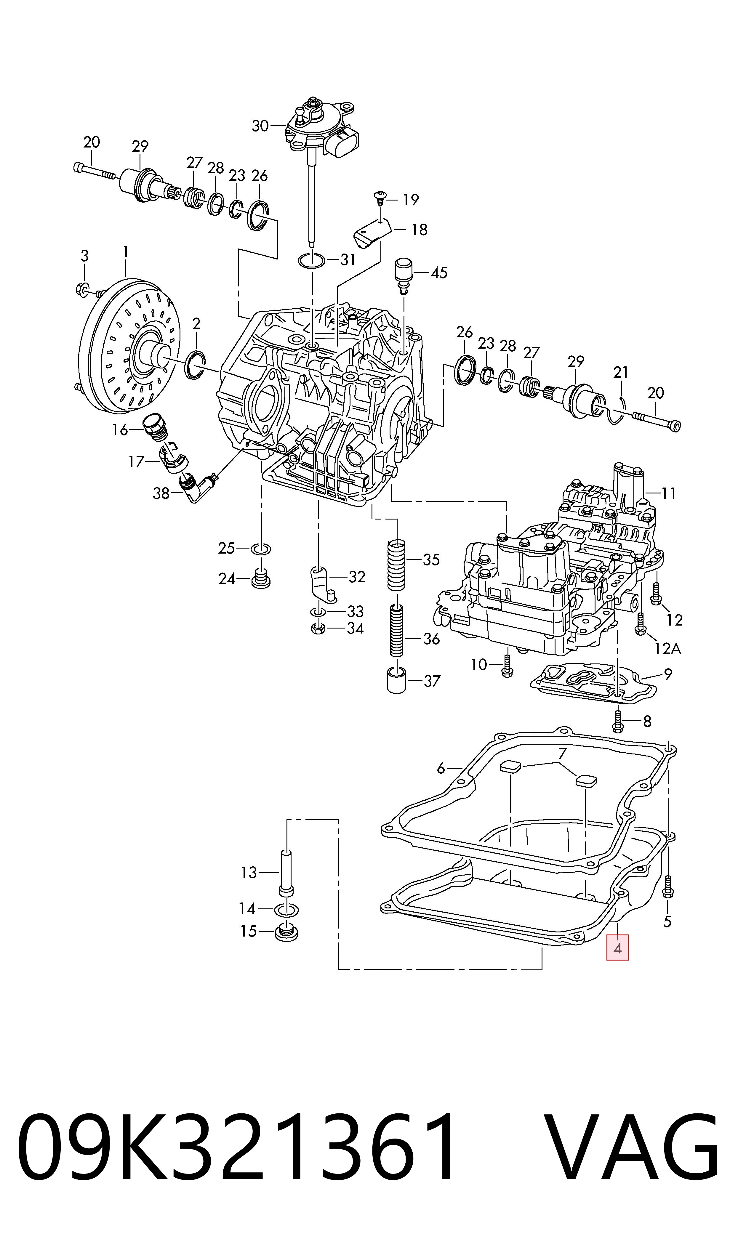 09K321361 VAG Cárter da Caixa Automática de Mudança
