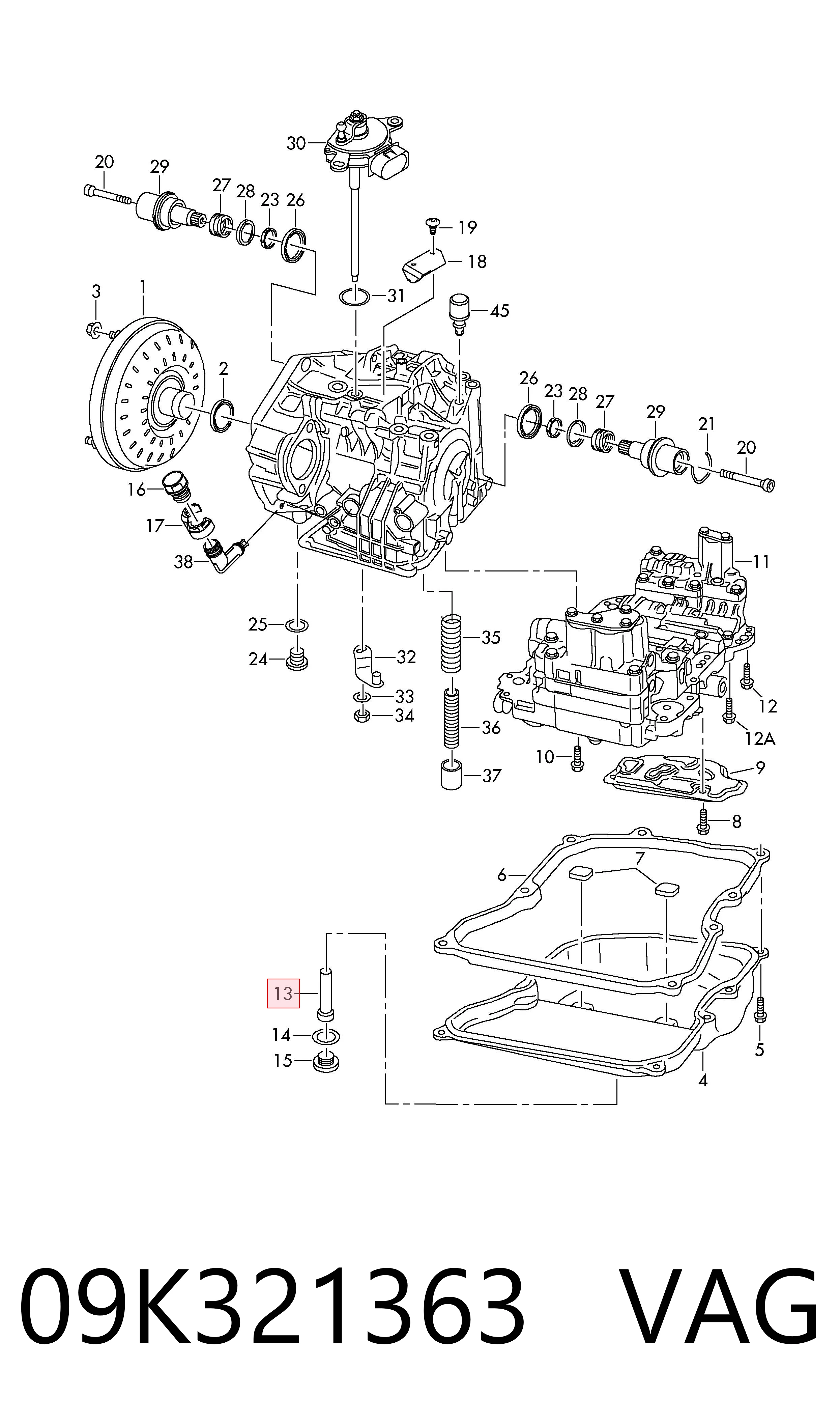09K321363 VAG Sonda (indicador) do nível de óleo na Caixa Automática de Mudança