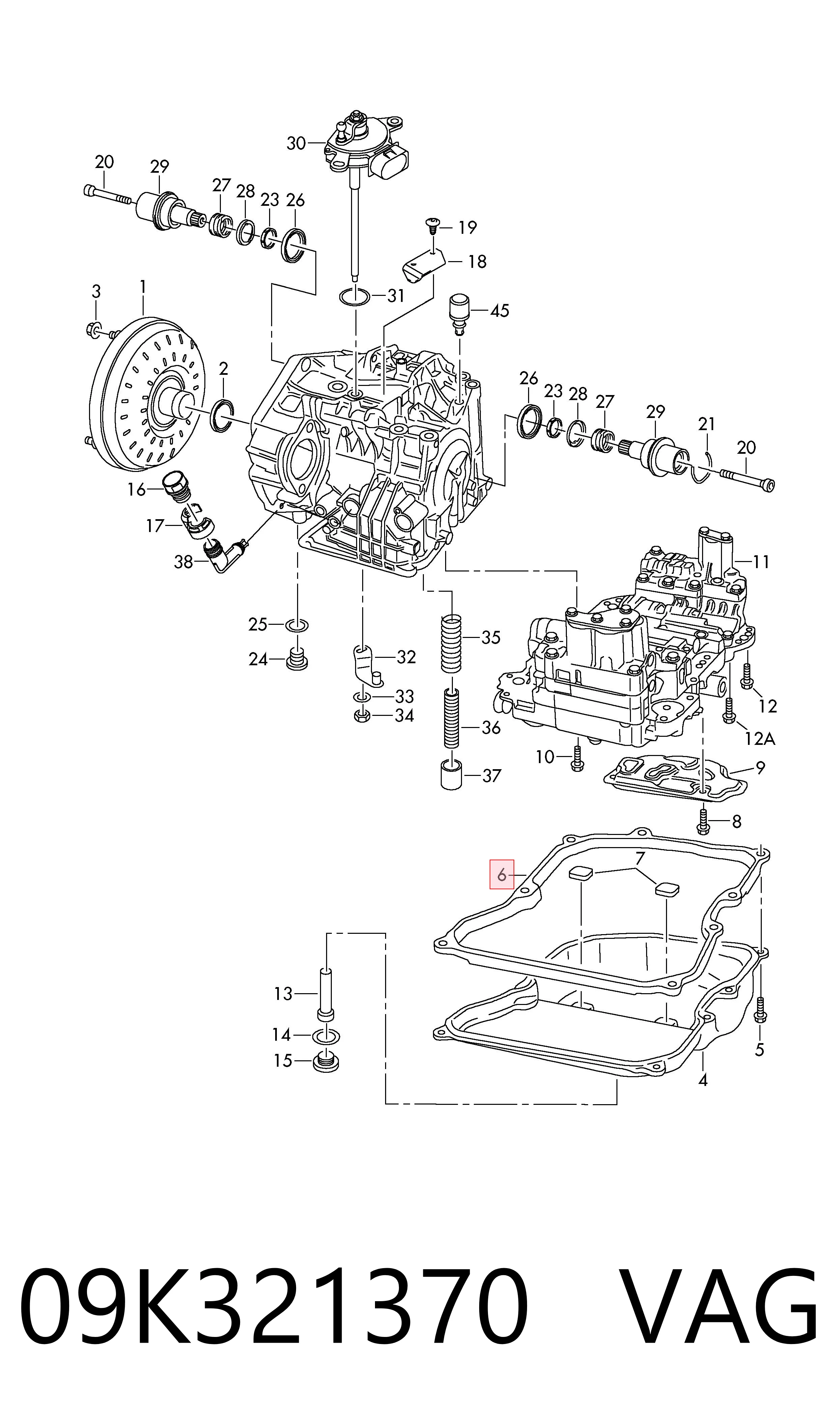 Vedante de panela da Caixa Automática de Mudança/Caixa Mecânica de Mudança VAG 09K321370 preço, a partir de 21,32 USD