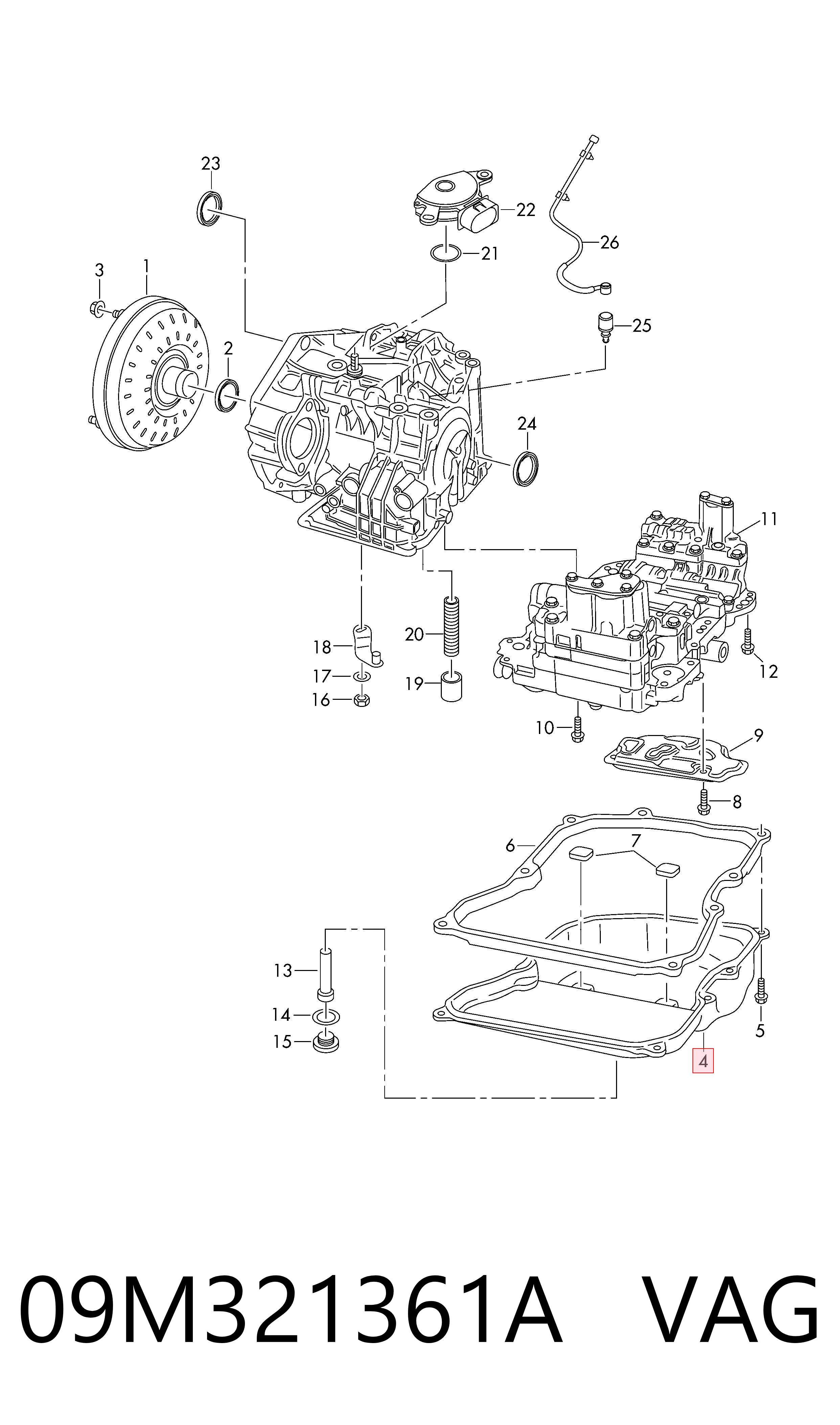 09M321361A VAG Cárter da Caixa Automática de Mudança