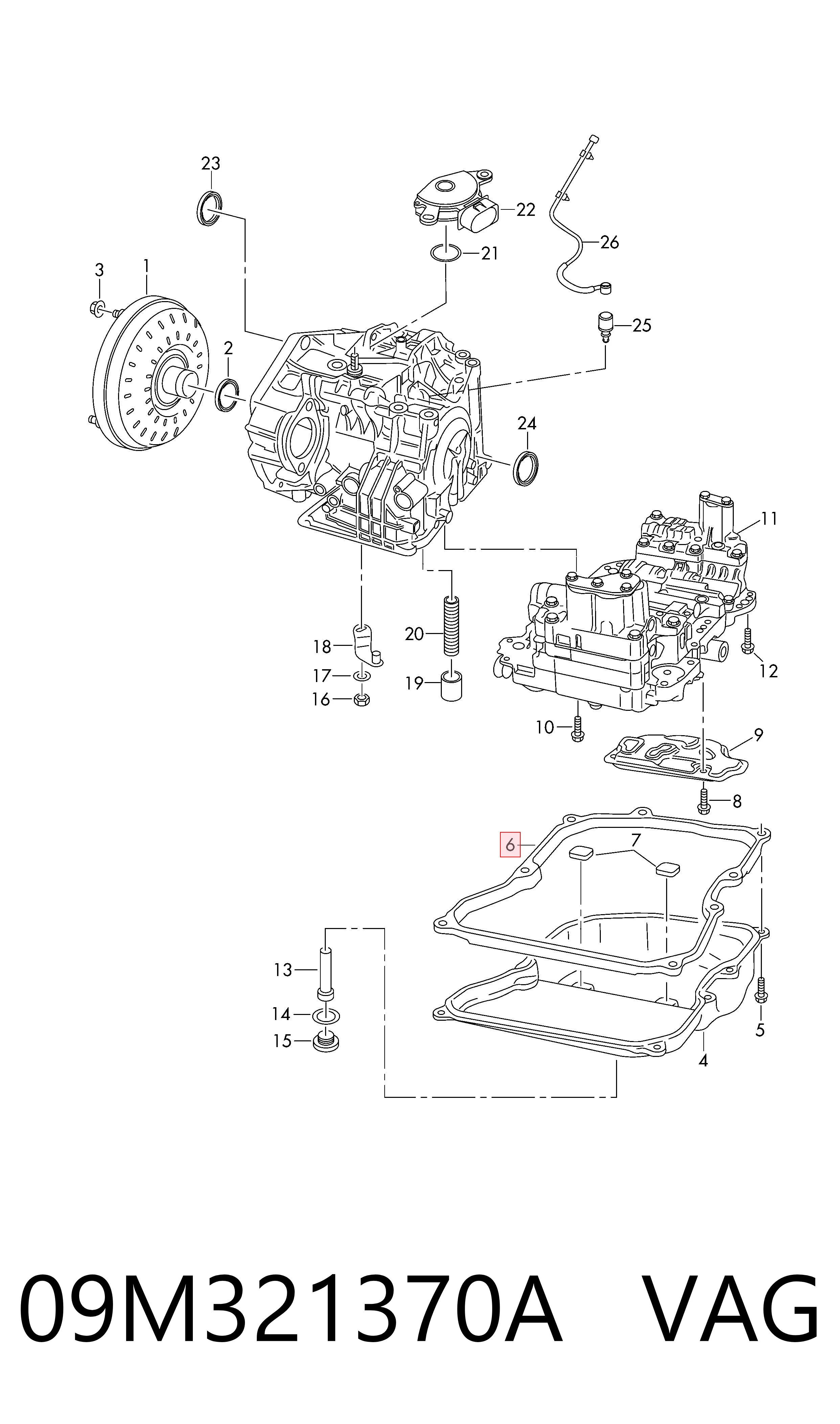 Vedante de panela da Caixa Automática de Mudança/Caixa Mecânica de Mudança VAG 09M321370A preço, a partir de 15,44 USD