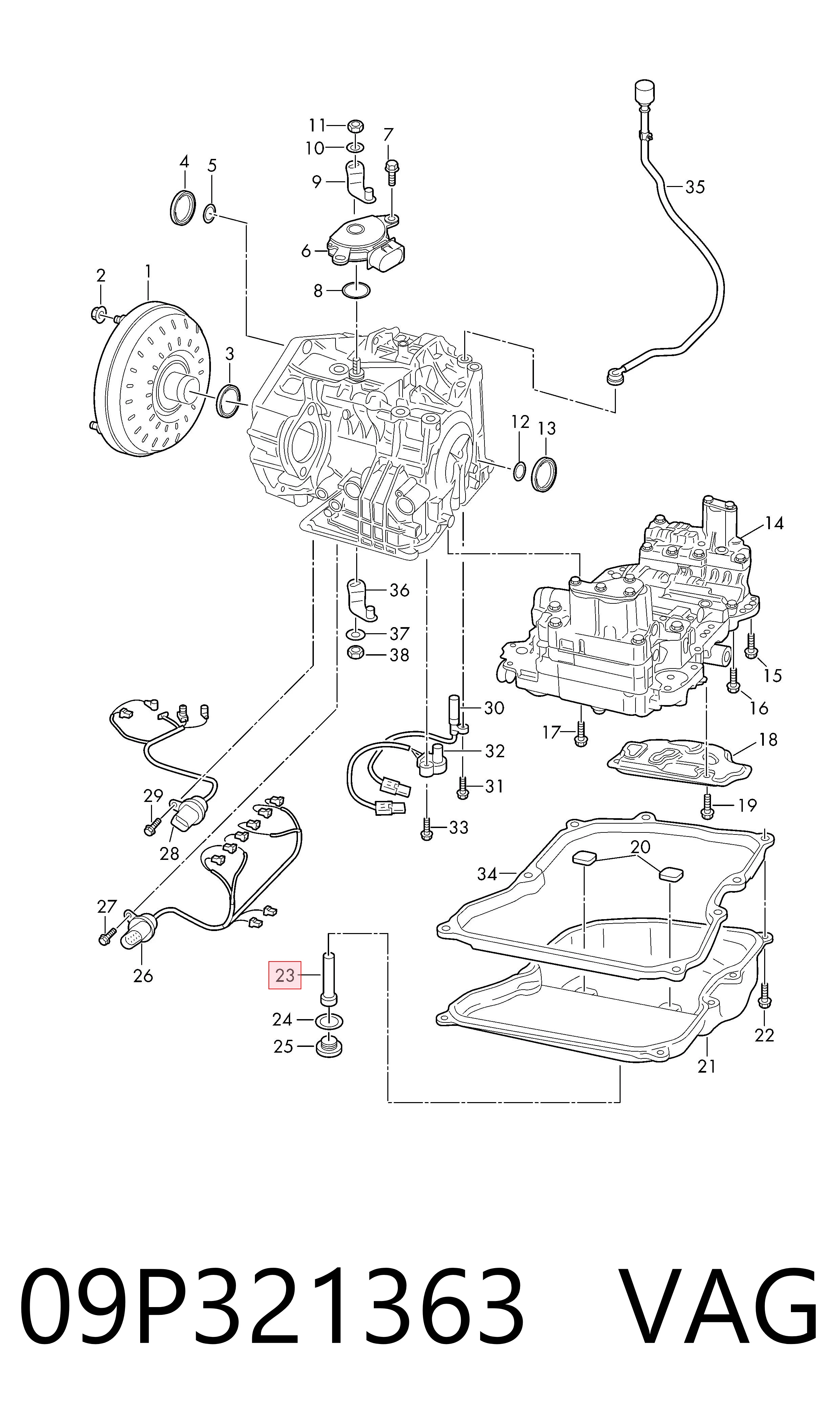 09P321363 VAG Sonda (indicador) do nível de óleo na Caixa Automática de Mudança