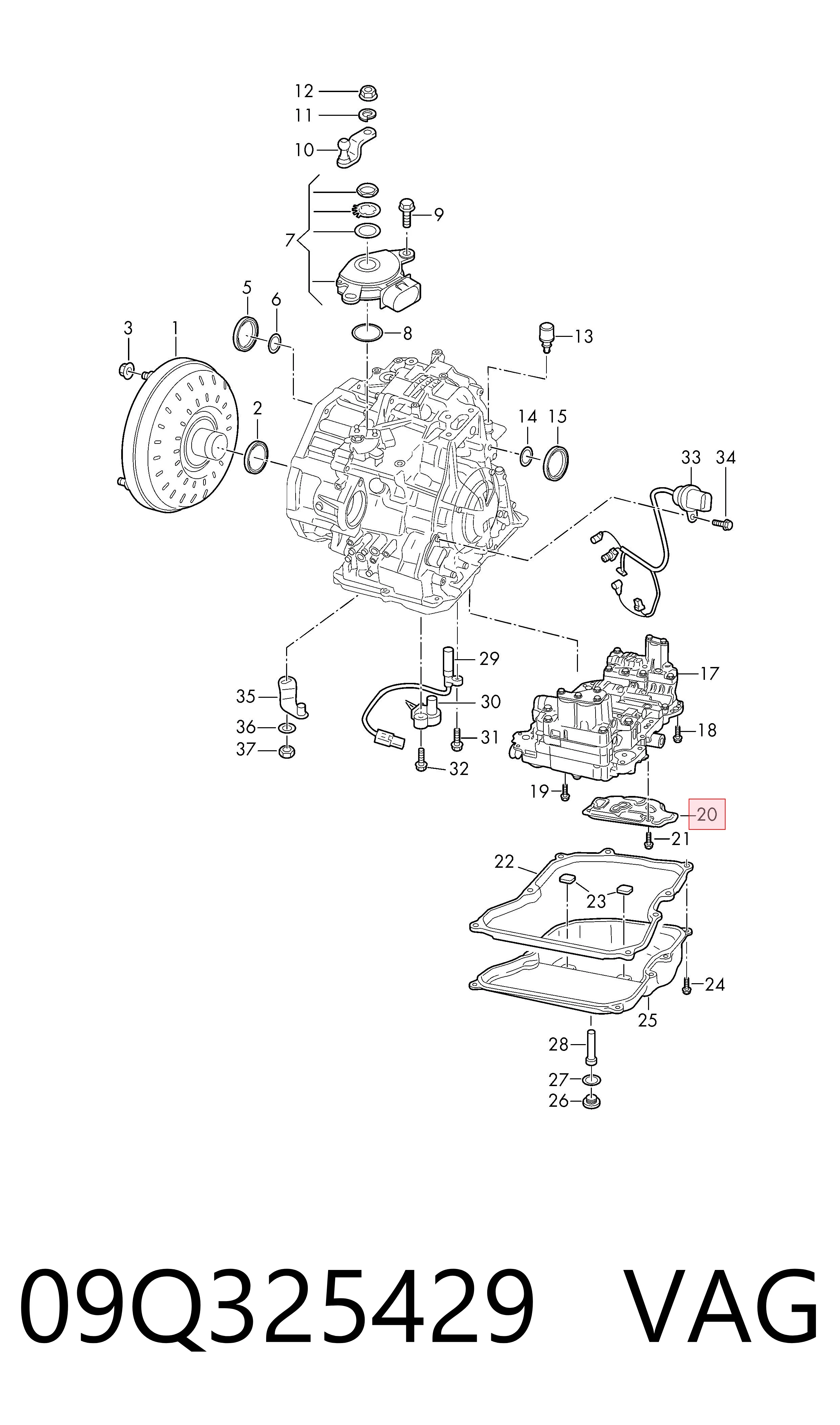 09Q325429 VAG Kit de serviço para a substituição de óleo na Caixa Automática de Mudança