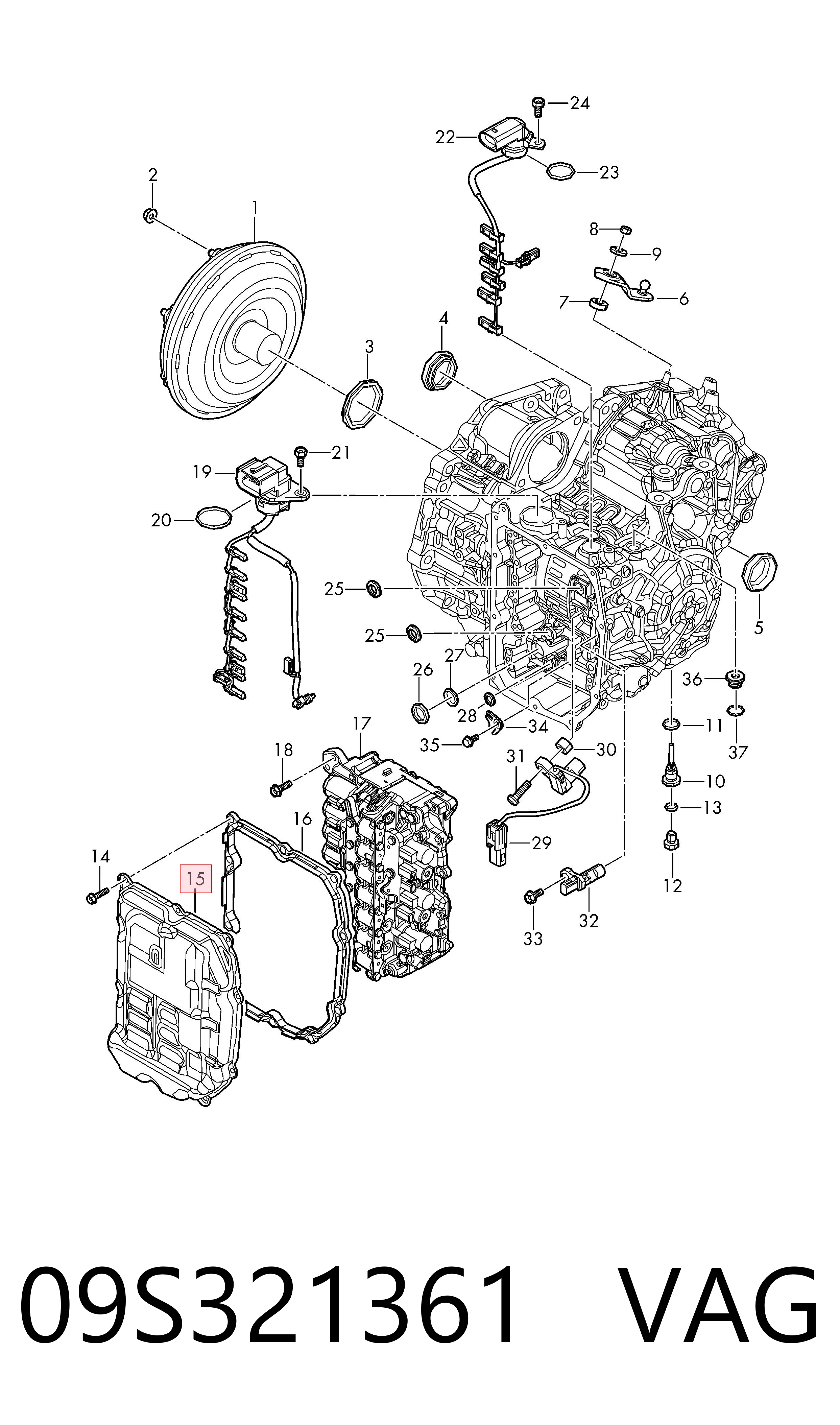 09S321361 VAG Cárter da Caixa Automática de Mudança