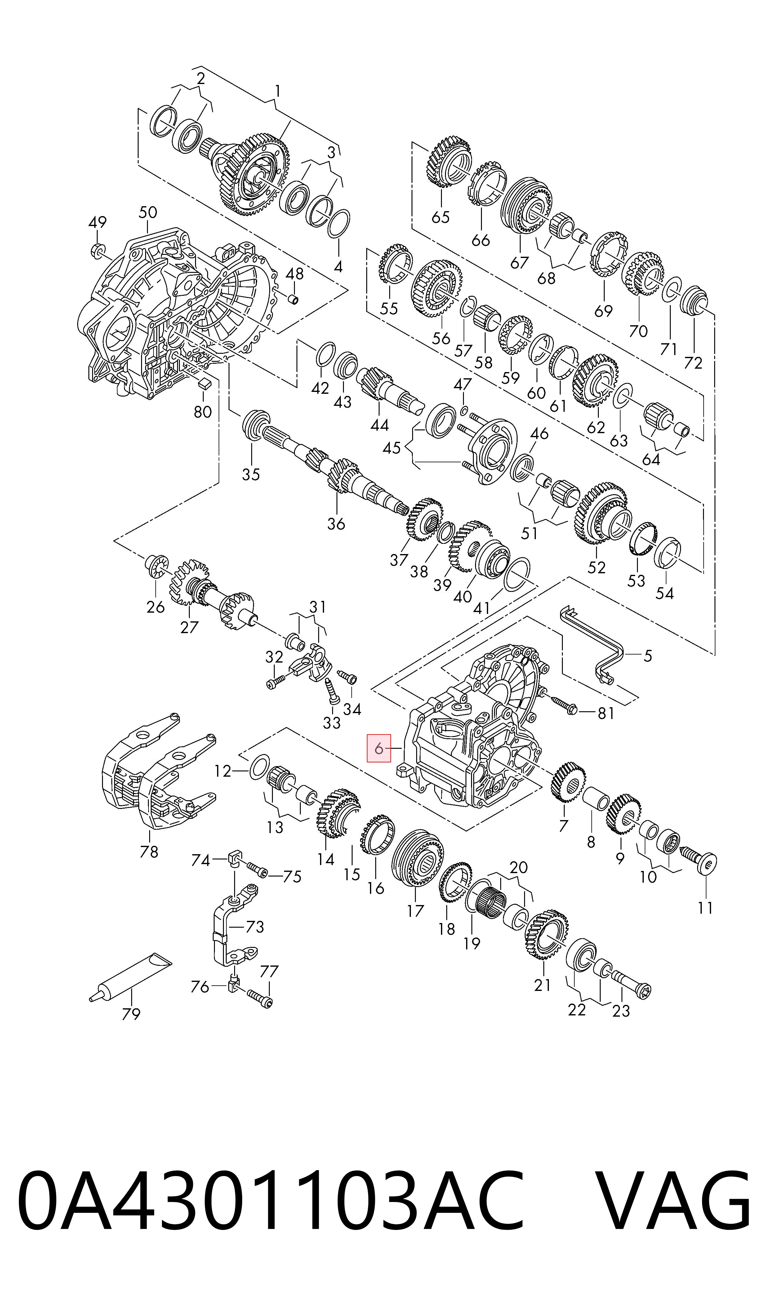 0A4301103AC VAG Corpo da Caixa Automática de Mudança/Caixa de Mudança