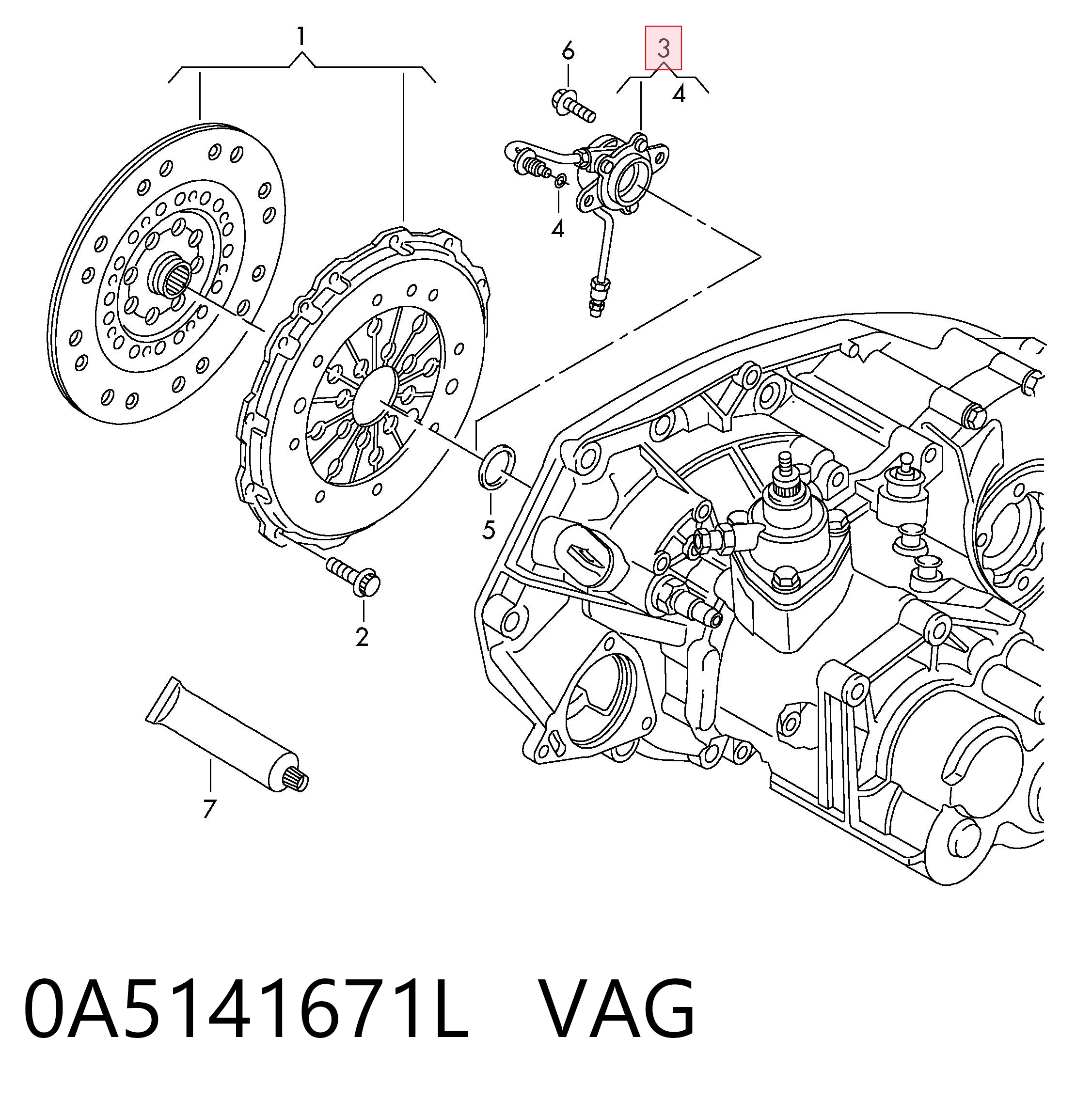 0A5141671L VAG Cilindro de trabalho de embraiagem montado com rolamento de desengate
