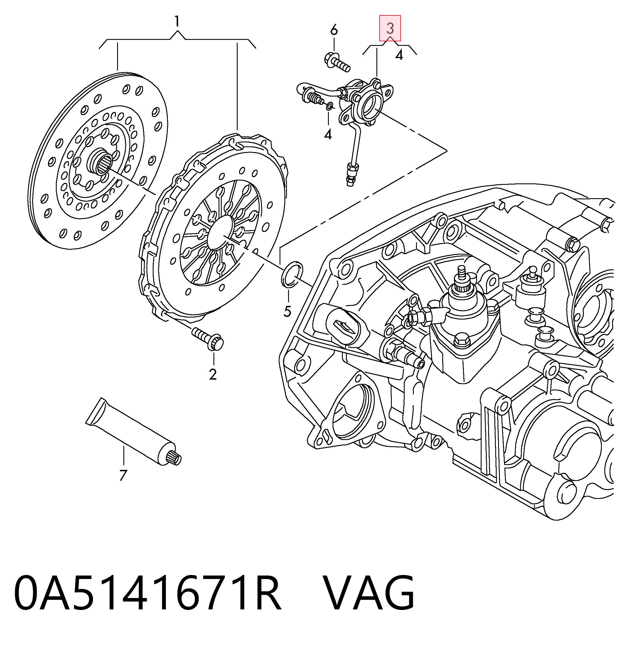 0A5141671R VAG Cilindro de trabalho de embraiagem montado com rolamento de desengate