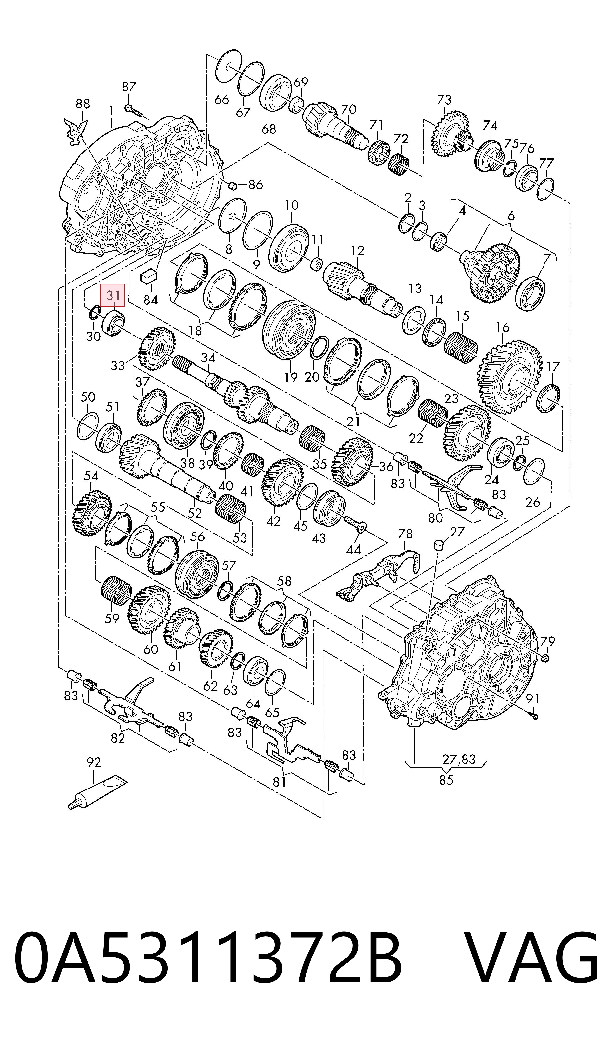 0A5311372B VAG Rolamento da Caixa de Mudança