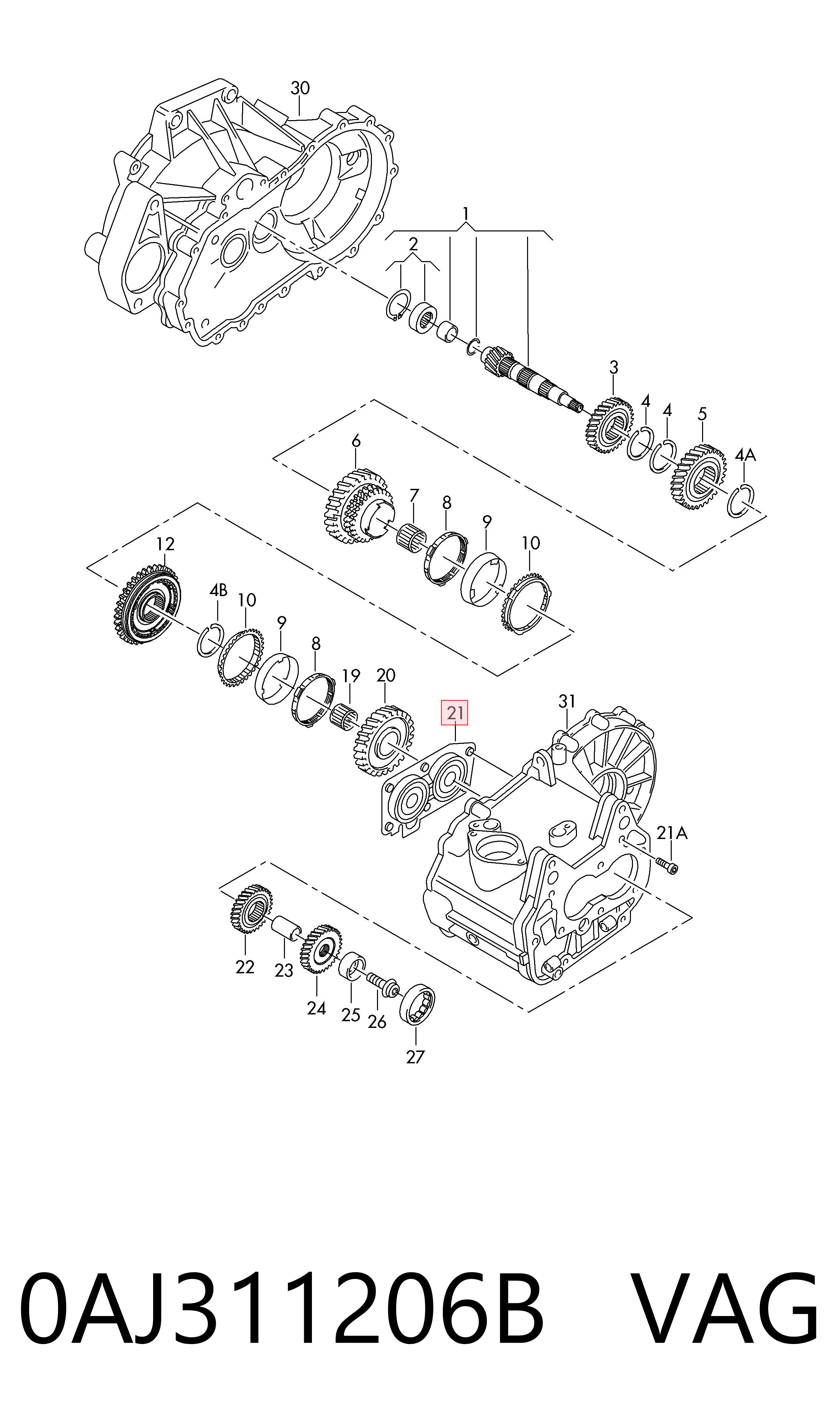  Rolamento da árvore primária da Caixa de Mudança Audi A3 sedan (8VS, 8VM) (2013 - 2020) 