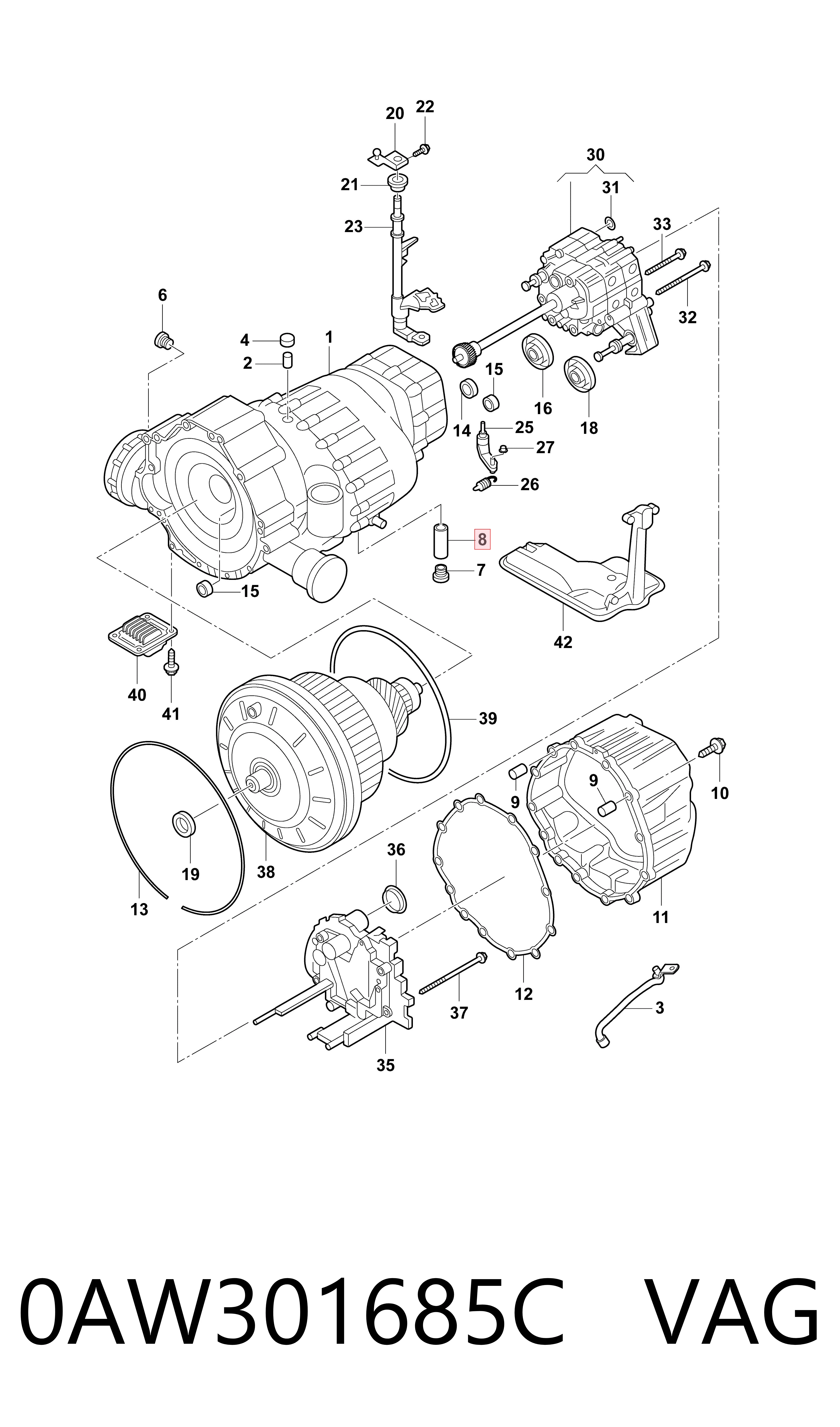 0AW301685C VAG Tubo (mangueira) de fornecimento de óleo de turbina