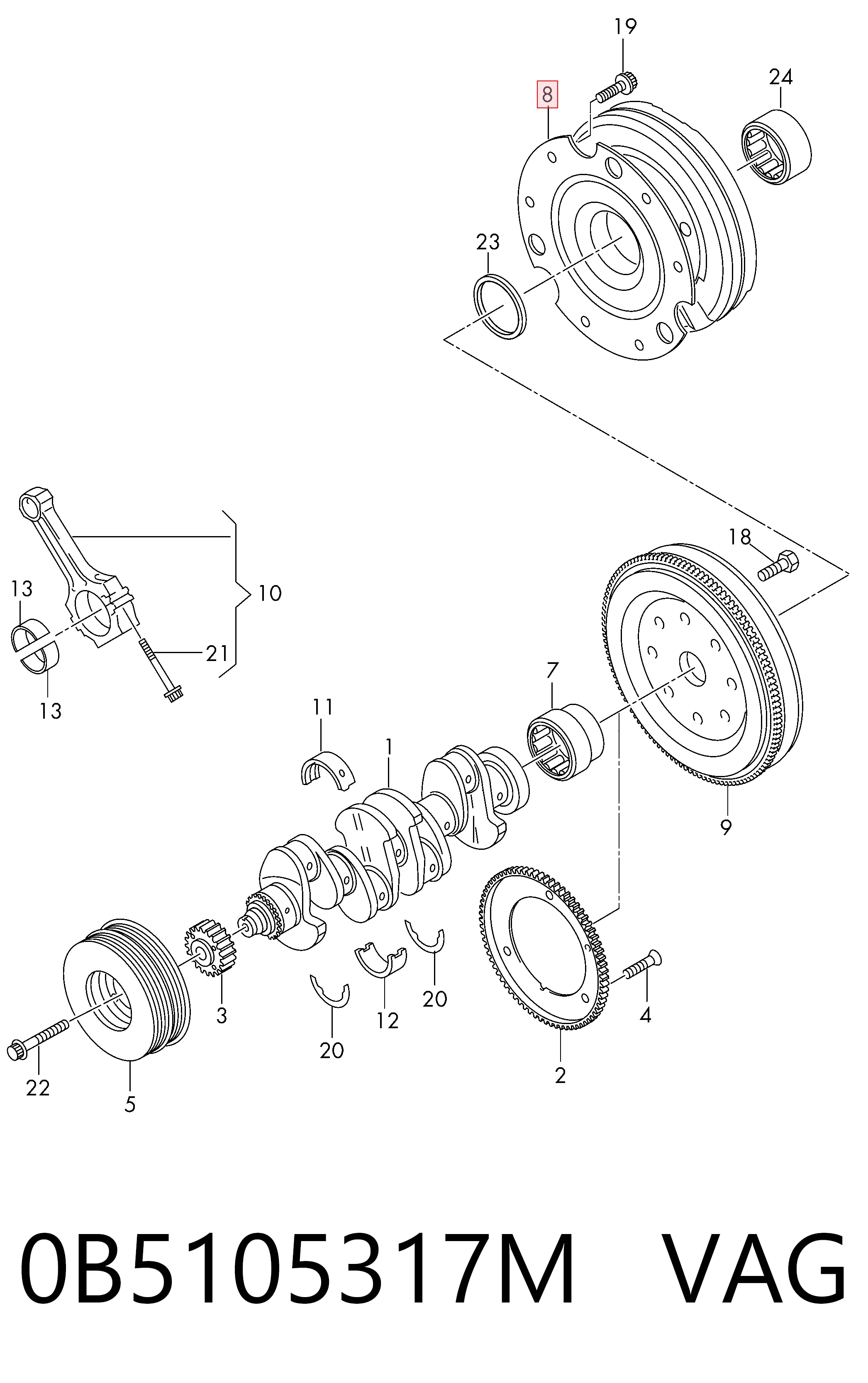 0B5105317M VAG Volante de motor