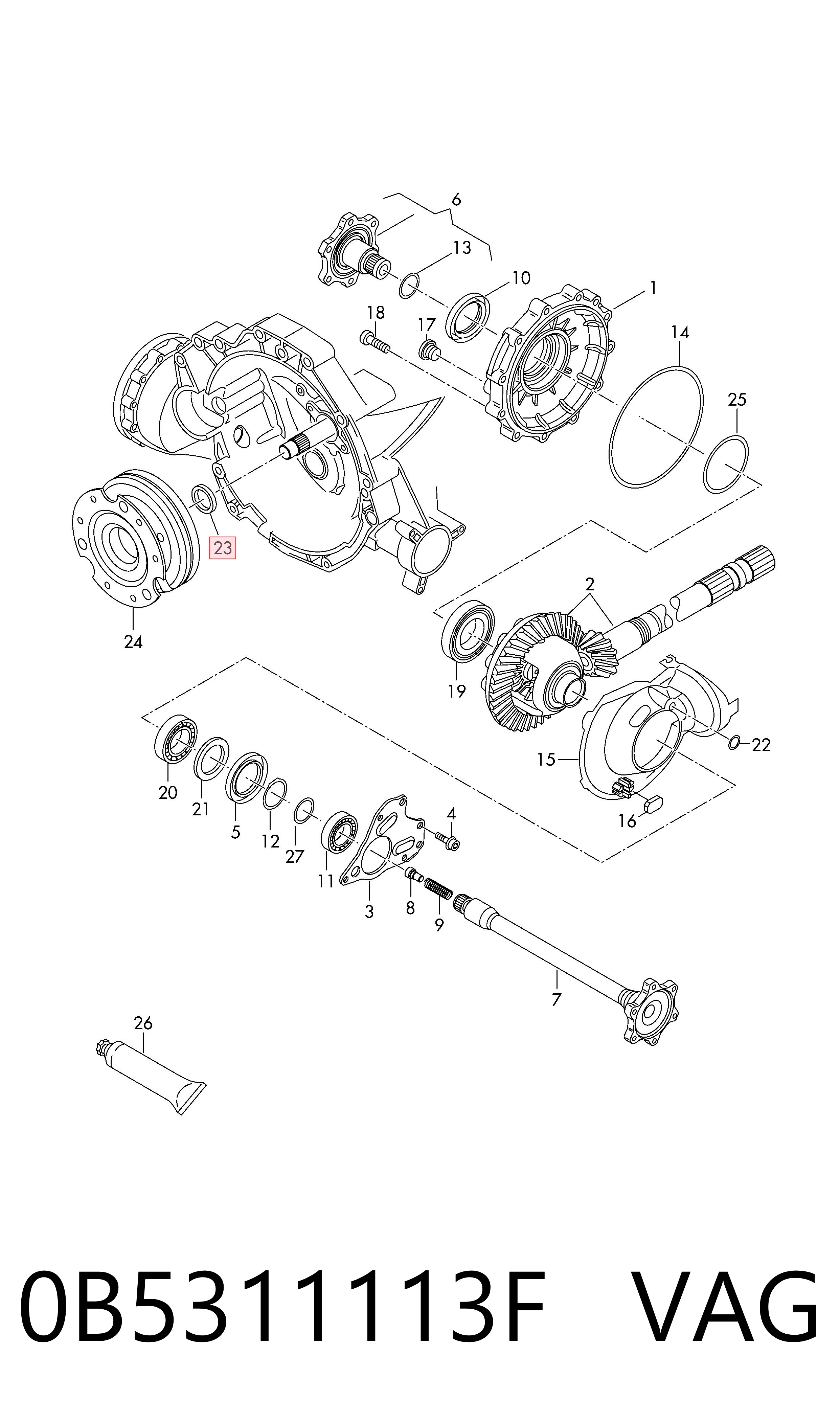 Vedação da Caixa Automática de Mudança (de árvore de saída/primária) VAG 0B5311113F preço, a partir de 11,05 USD