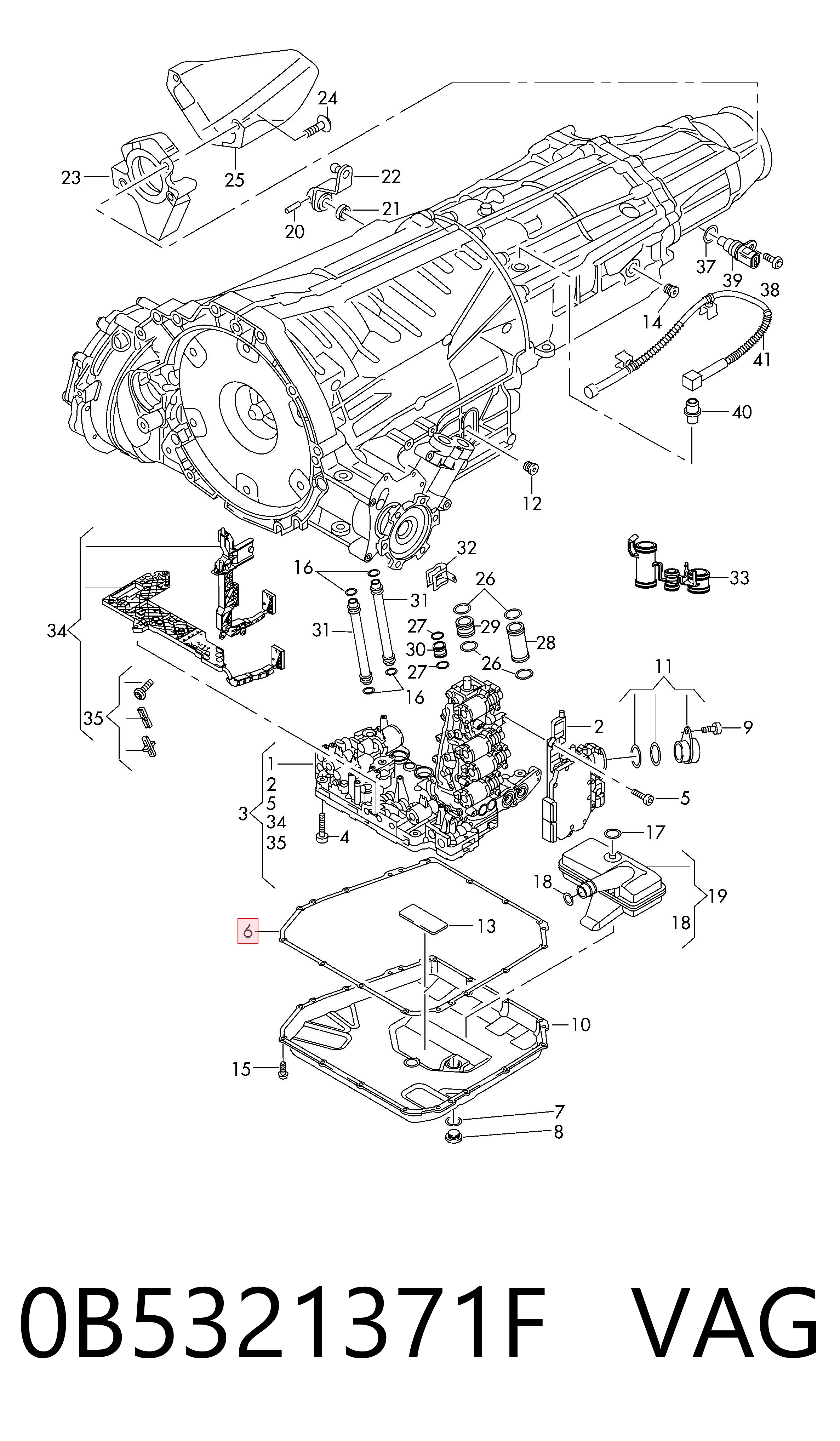 0B5321371F VAG Vedante de panela da Caixa Automática de Mudança/Caixa Mecânica de Mudança