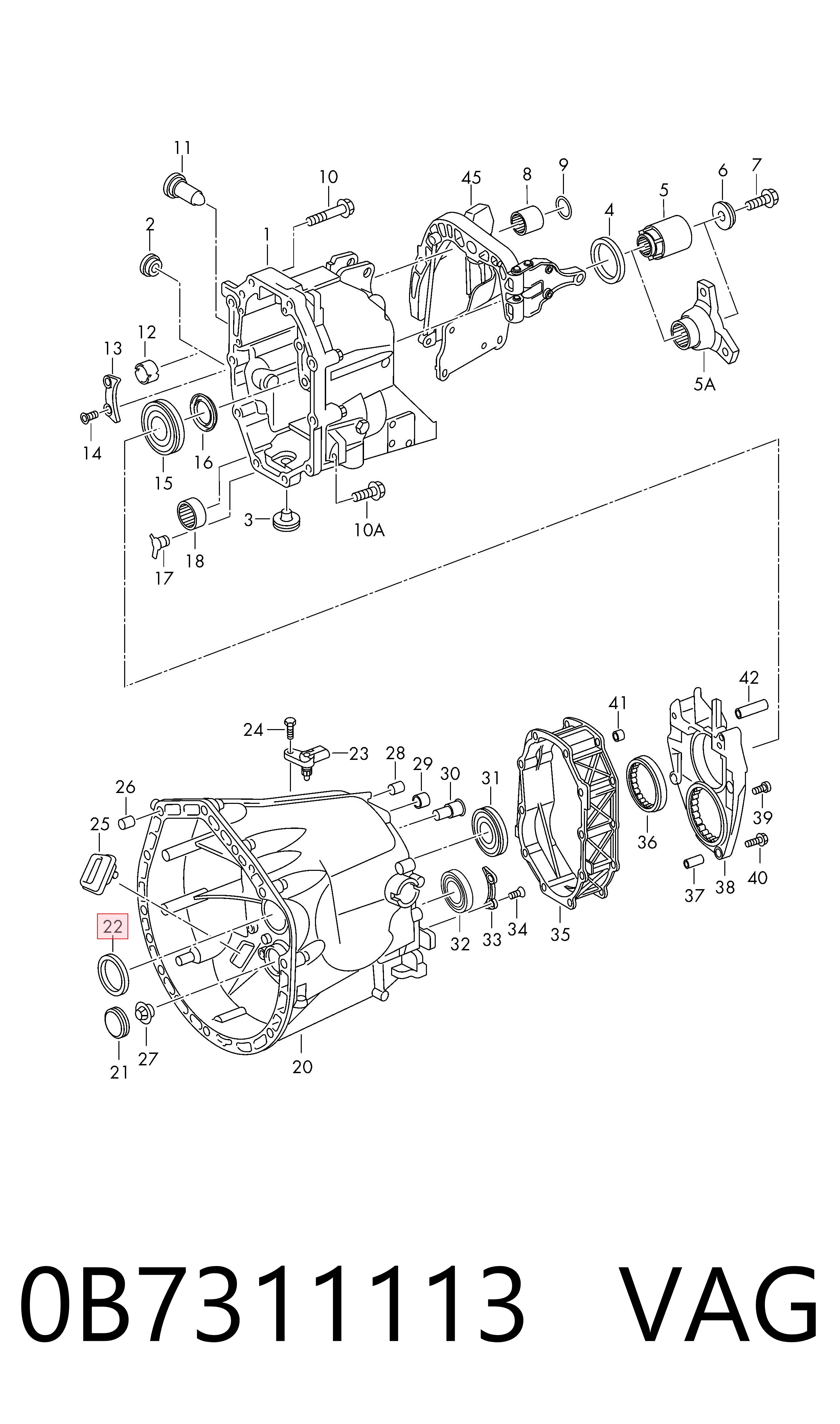 0B7311113 VAG Vedação da Caixa Automática de Mudança (de árvore de saída/primária)