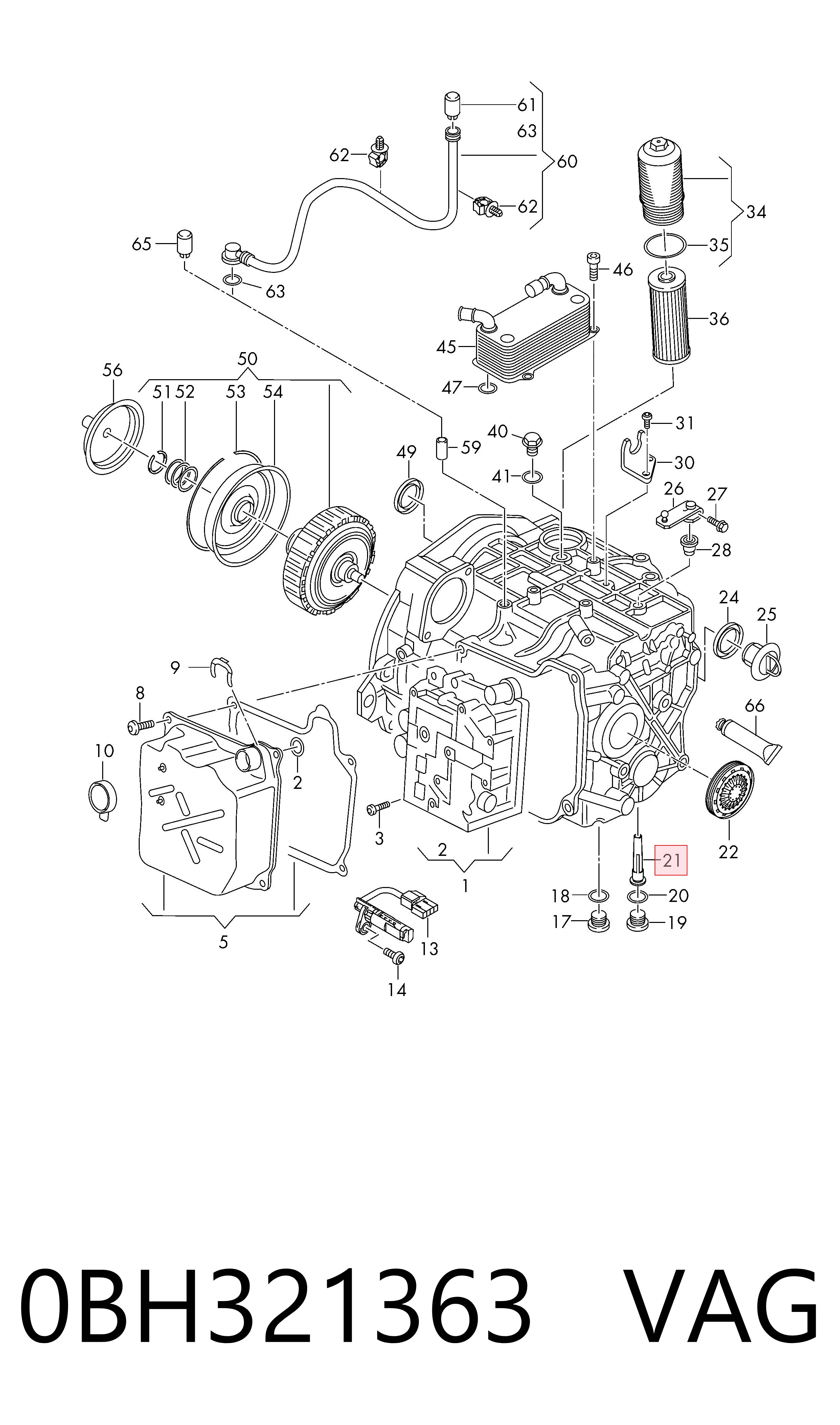 0BH321363 VAG Tubo (mangueira) de esfriamento da Caixa Automática de Mudança, fornecimento