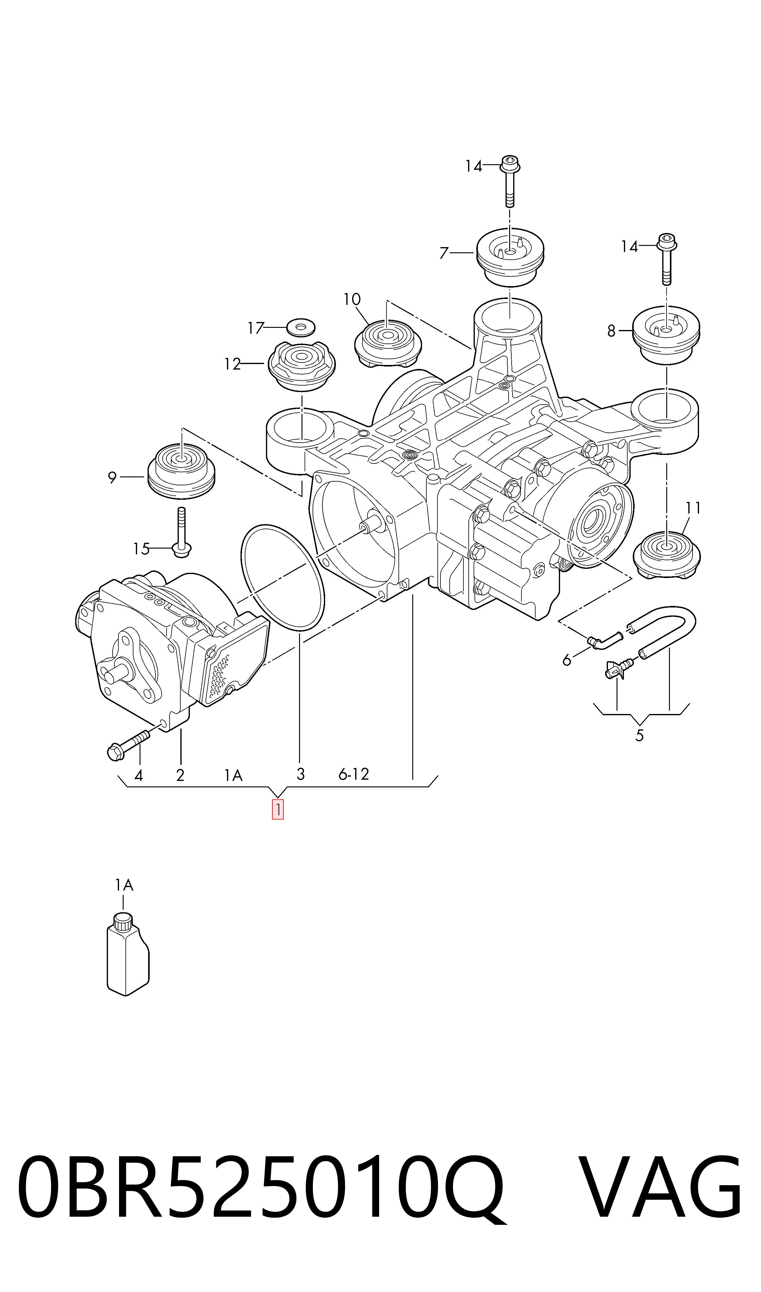 Redutor do eixo traseiro para Volkswagen Passat B8 3G2, CB2