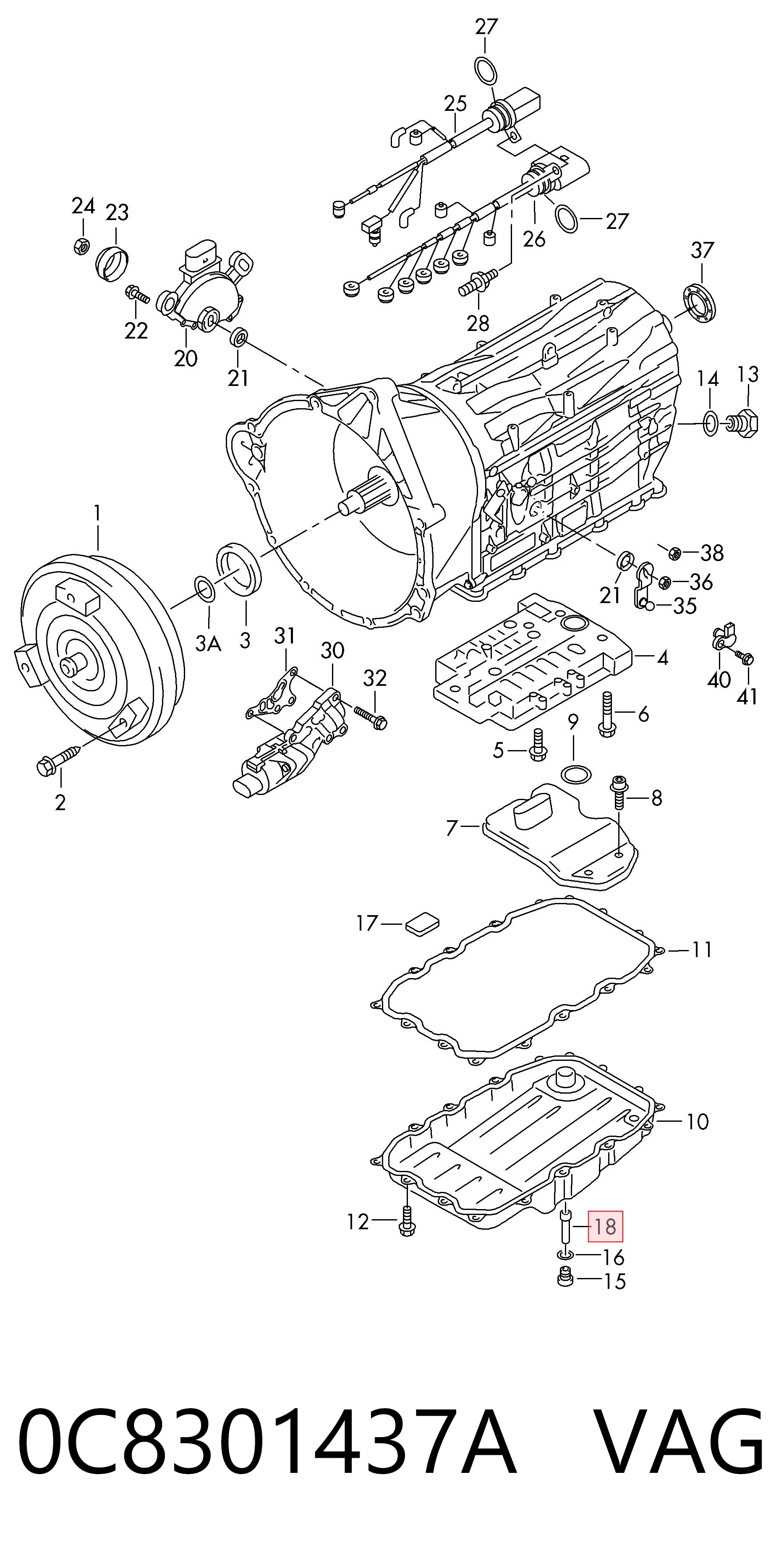0C8301437A VAG Tubo (mangueira) de fornecimento de óleo de turbina