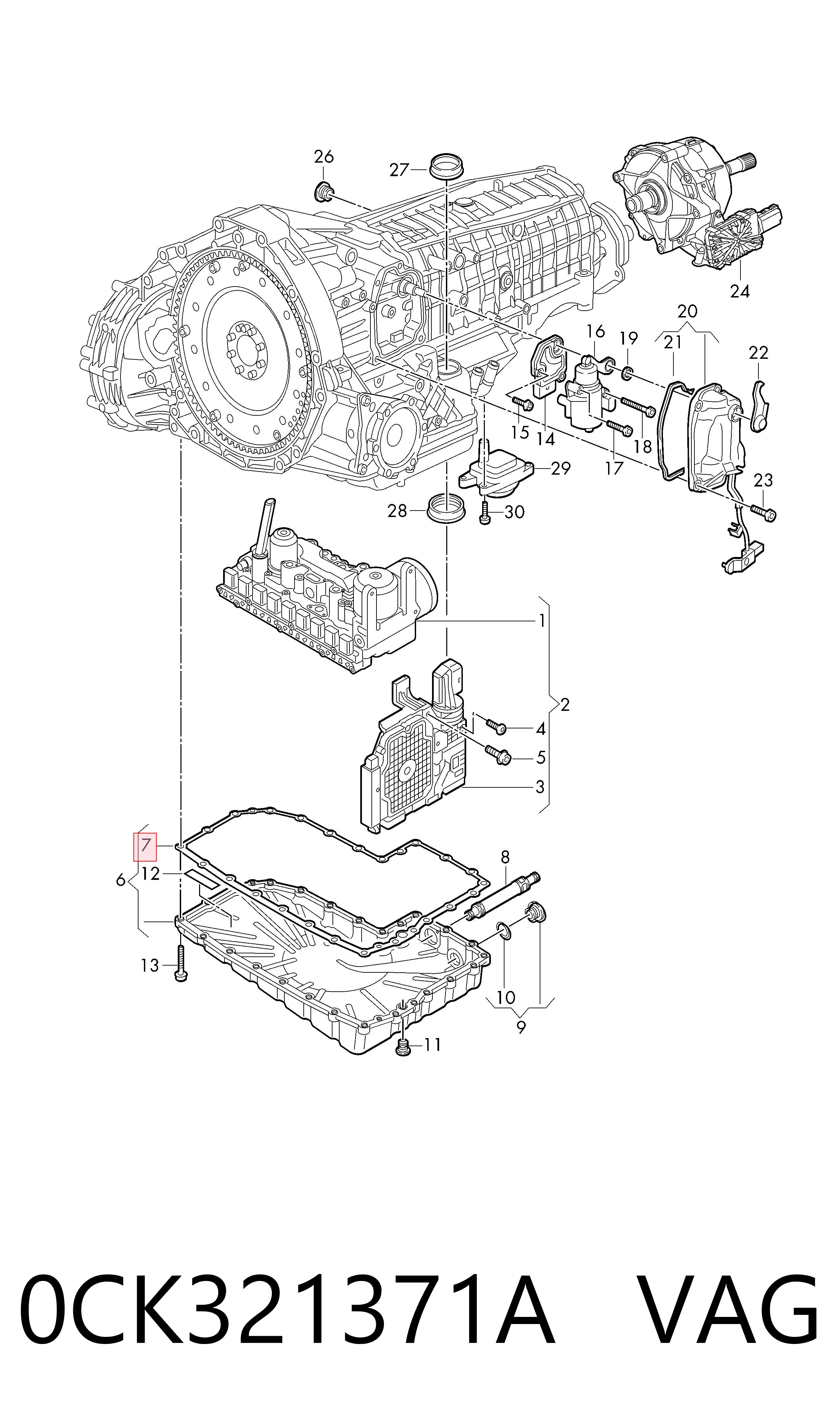 0CK321371A VAG Vedante de panela da Caixa Automática de Mudança/Caixa Mecânica de Mudança