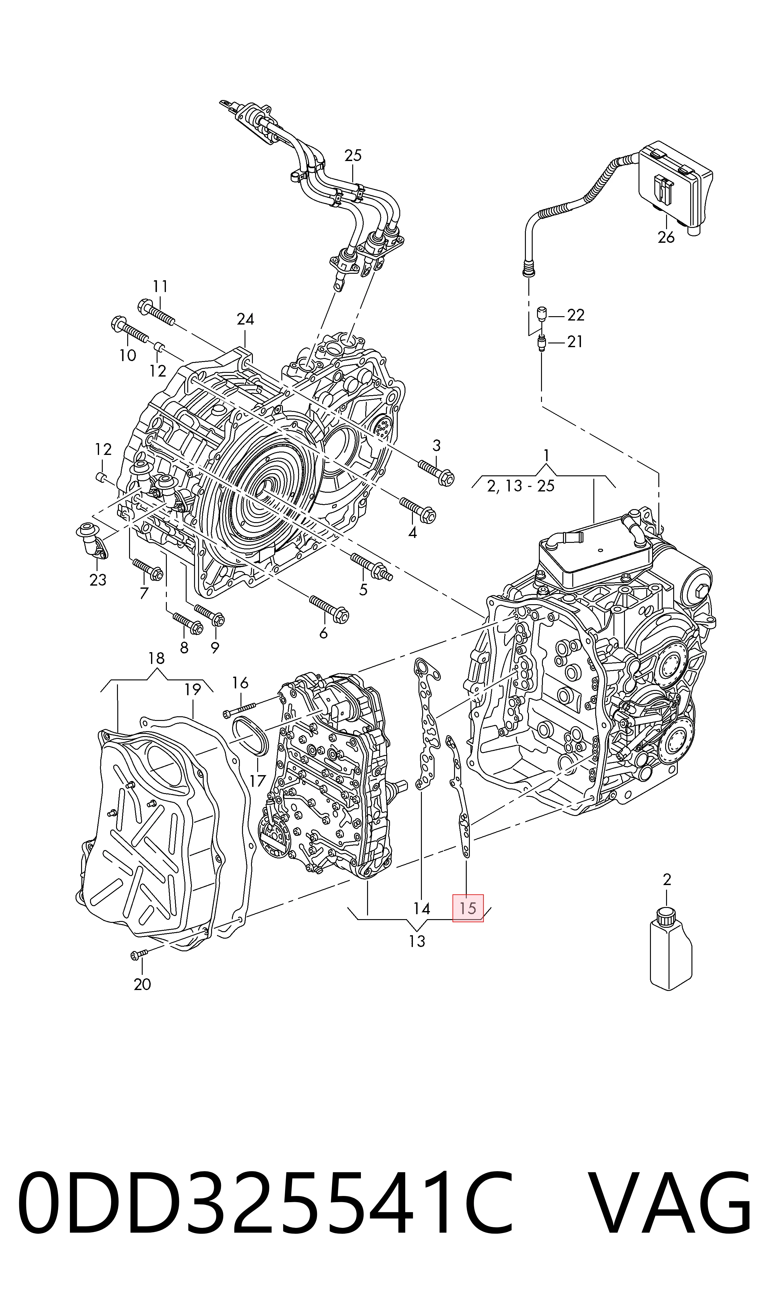 0DD325541C VAG Vedante de panela da Caixa Automática de Mudança/Caixa Mecânica de Mudança