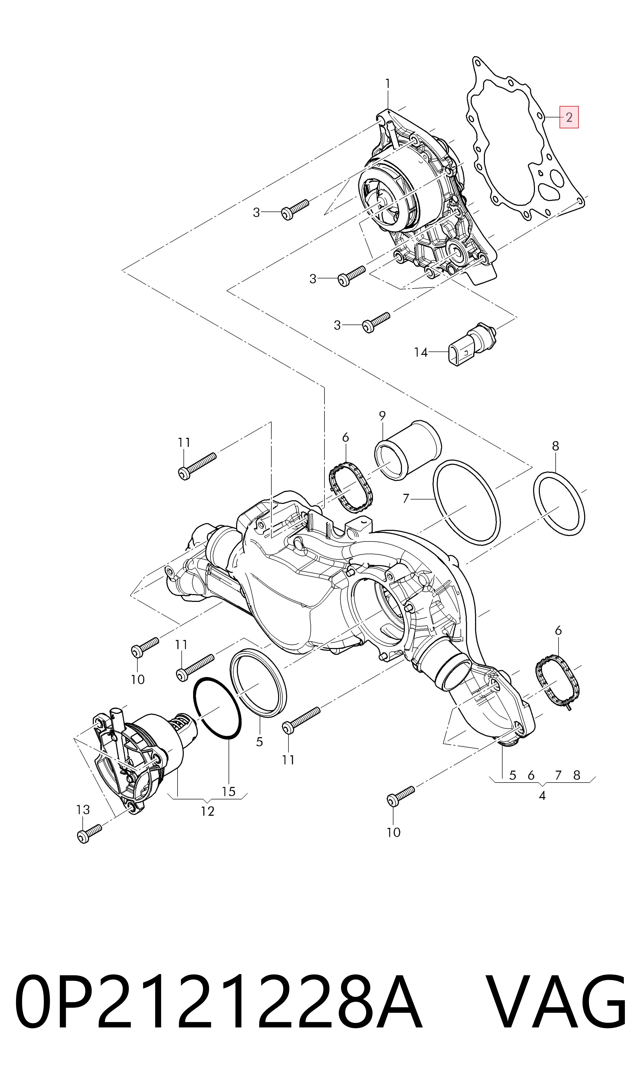 Vedante de bomba de água para Audi Q7 4MB, 4MG, 4MQ