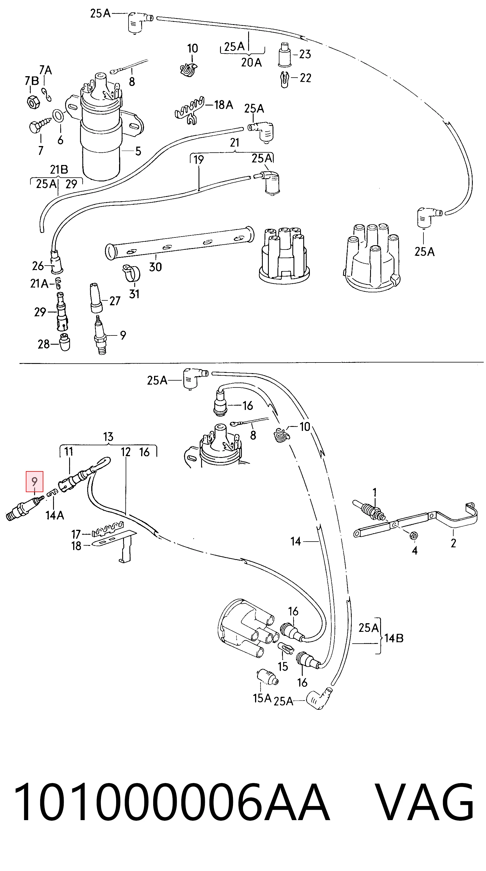 Vela de ignição para Volkswagen Passat 32B