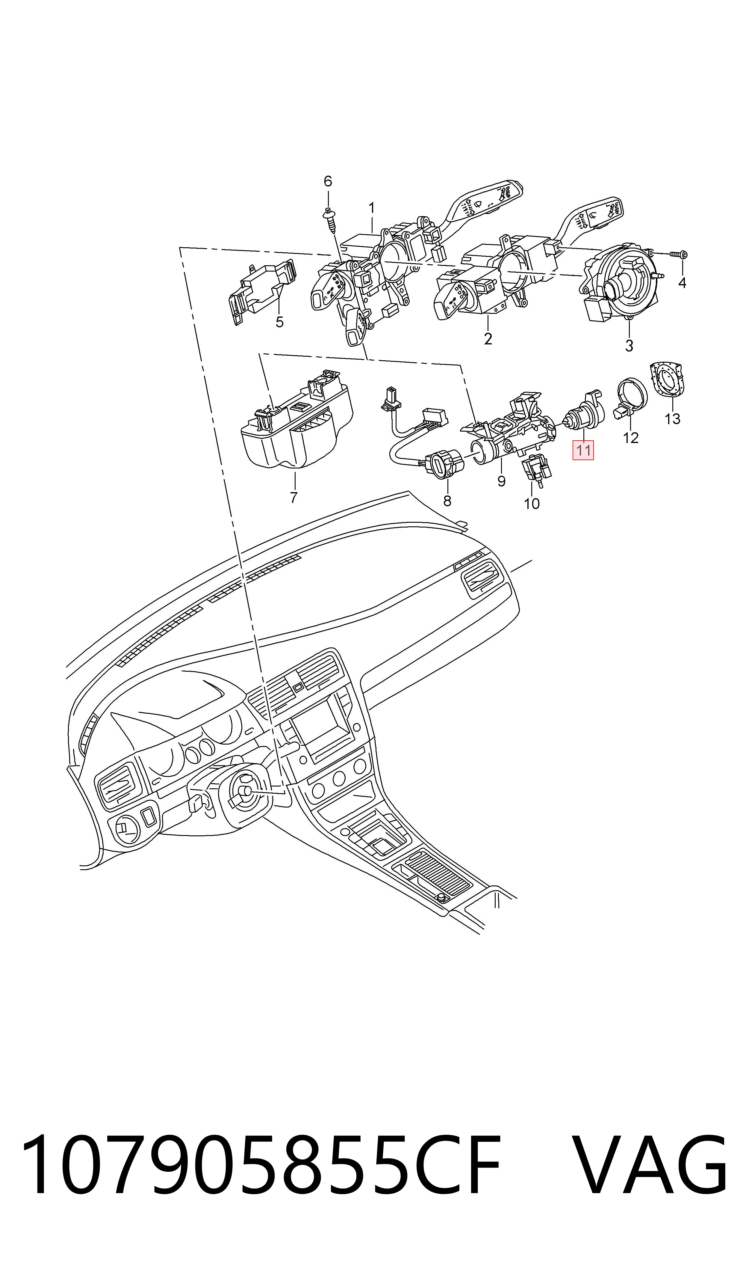 107905855CF VAG Trinco de fecho de ignição